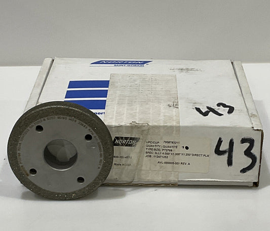 NORTON PT2768 GRIT 60/80 4.00” DIAMETER 1.26” BORE .571” GRINDING WHEEL