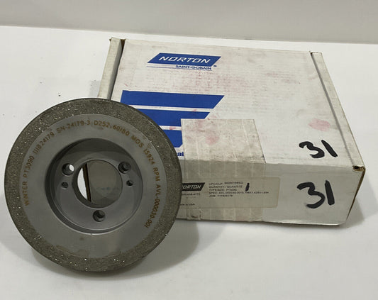 NORTON PT3090 60/80 GRIT 1.654” BORE 5.795” DIAMETER 1.00” WIDTH GRINDING WHEEL