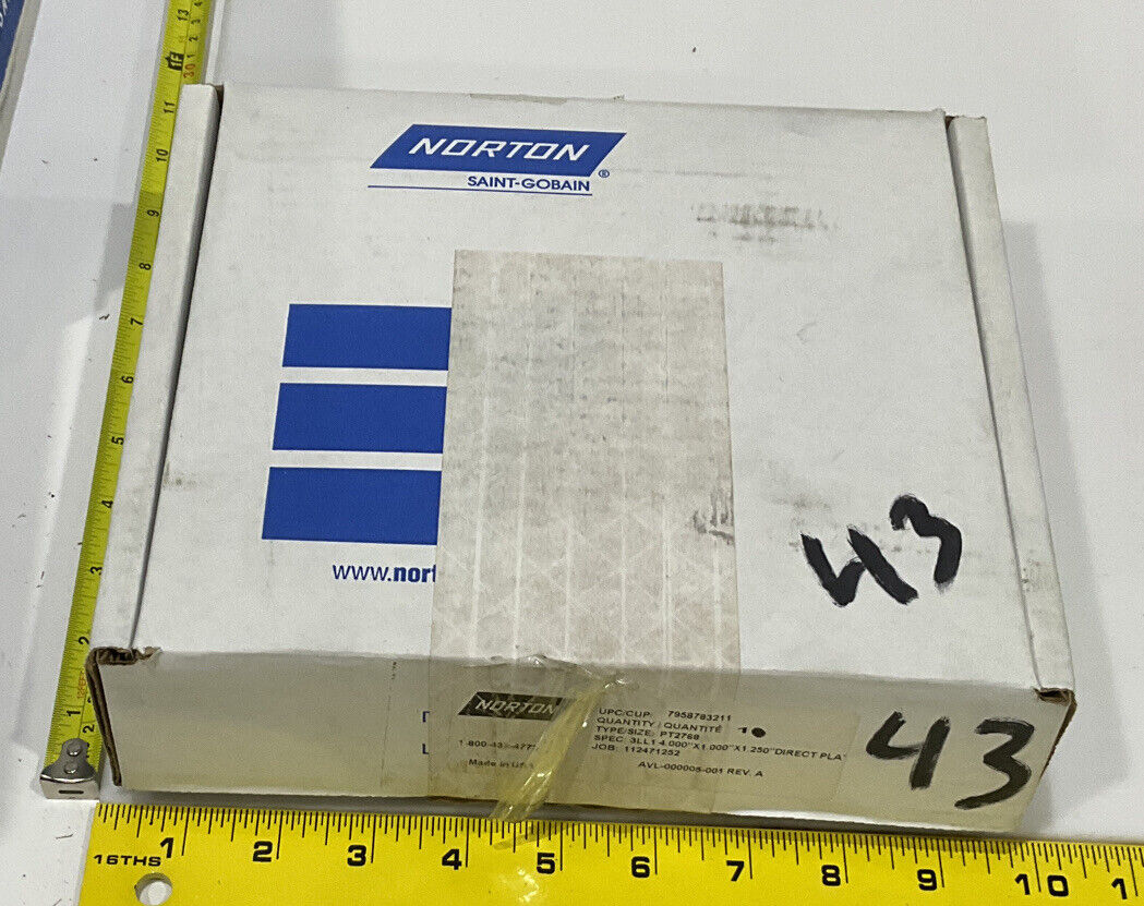 NORTON PT2768 GRIT 60/80 4.00” DIAMETER 1.26” BORE .571” GRINDING WHEEL