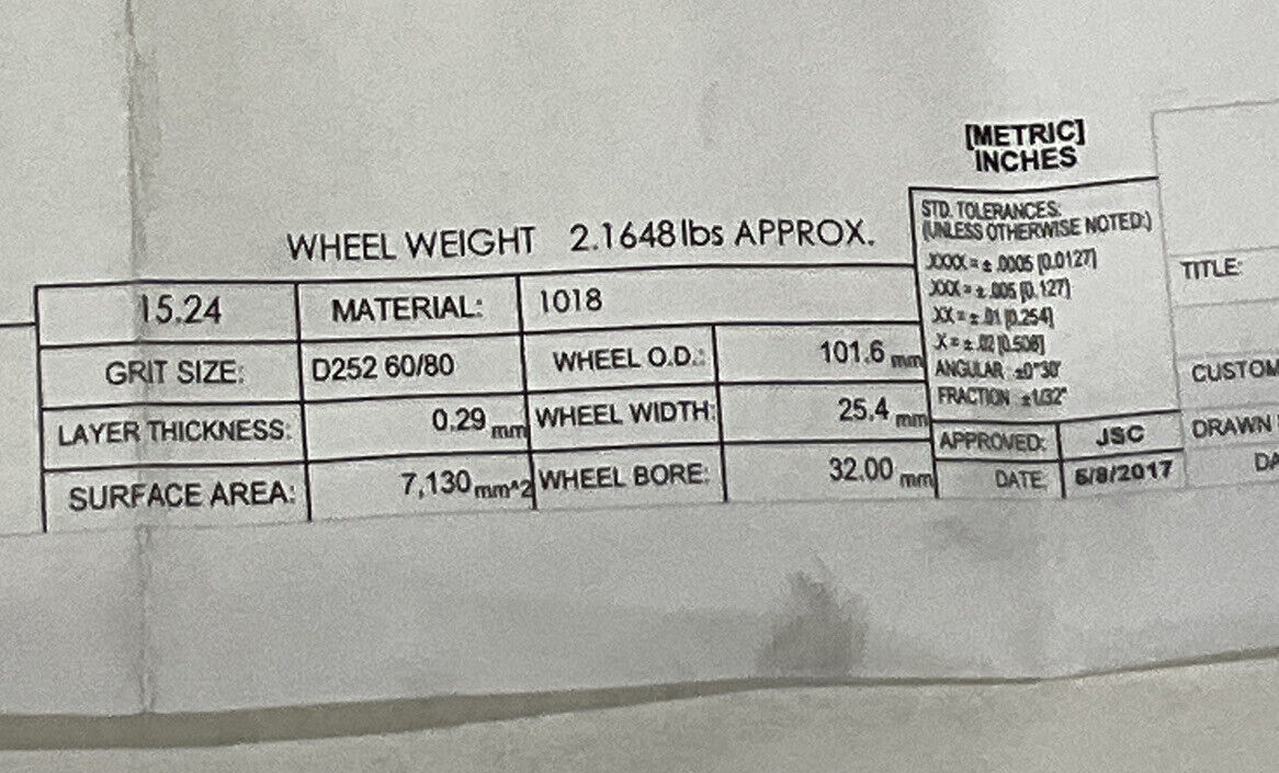 NORTON PT2768 GRIT 60/80 4” DIAMETER 1.26” BORE .571” GRINDING WHEEL