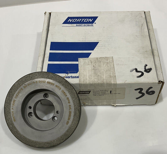 NORTON PT3090 GRIT 60/80 5.795” DIAMETER 1.654” BORE 1.00” GRINDING WHEEL