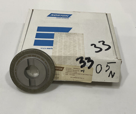 NORTON PT2768 GRIT 60/80 4.00” DIAMETER 1.26” BORE .571” GRINDING WHEEL