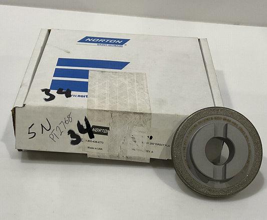 NORTON PT2768 GRIT 60/80 4.00” DIAMETER 1.26” BORE .571” GRINDING WHEEL