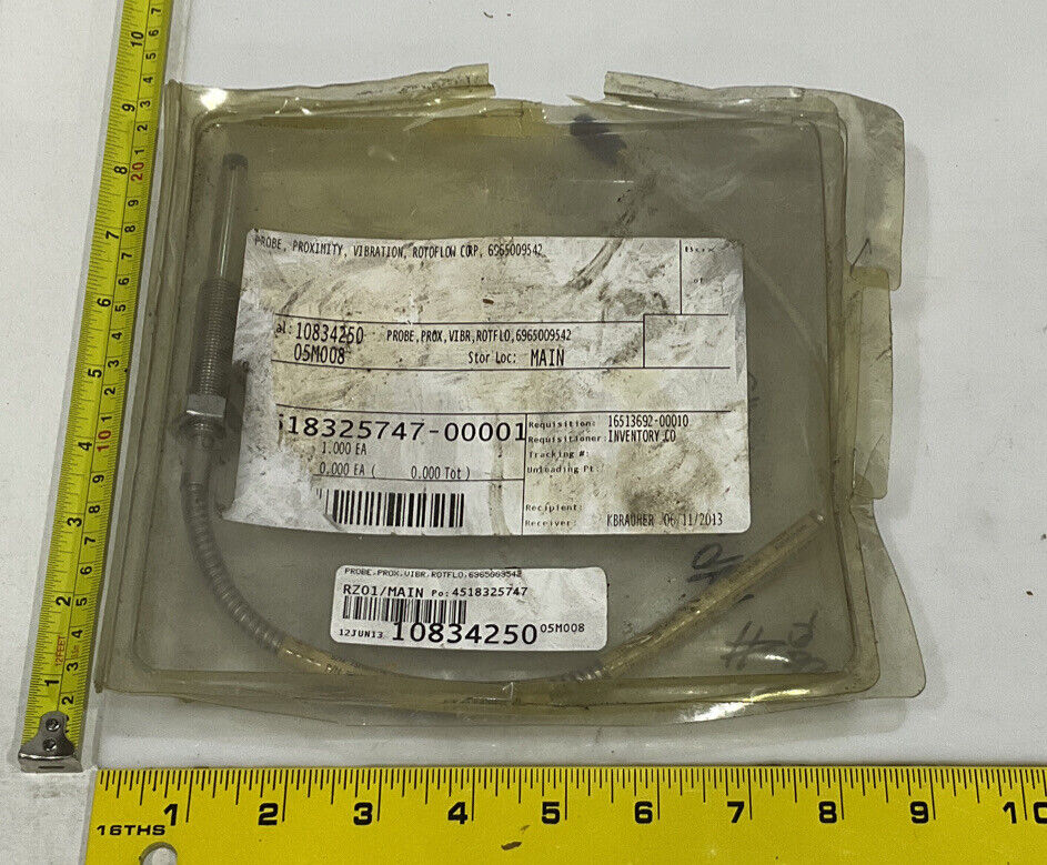ROTOFLOW BENTLY NEVADA 26017-01 6965009542 PROXIMITY VIBRATION PROBE 21” 687