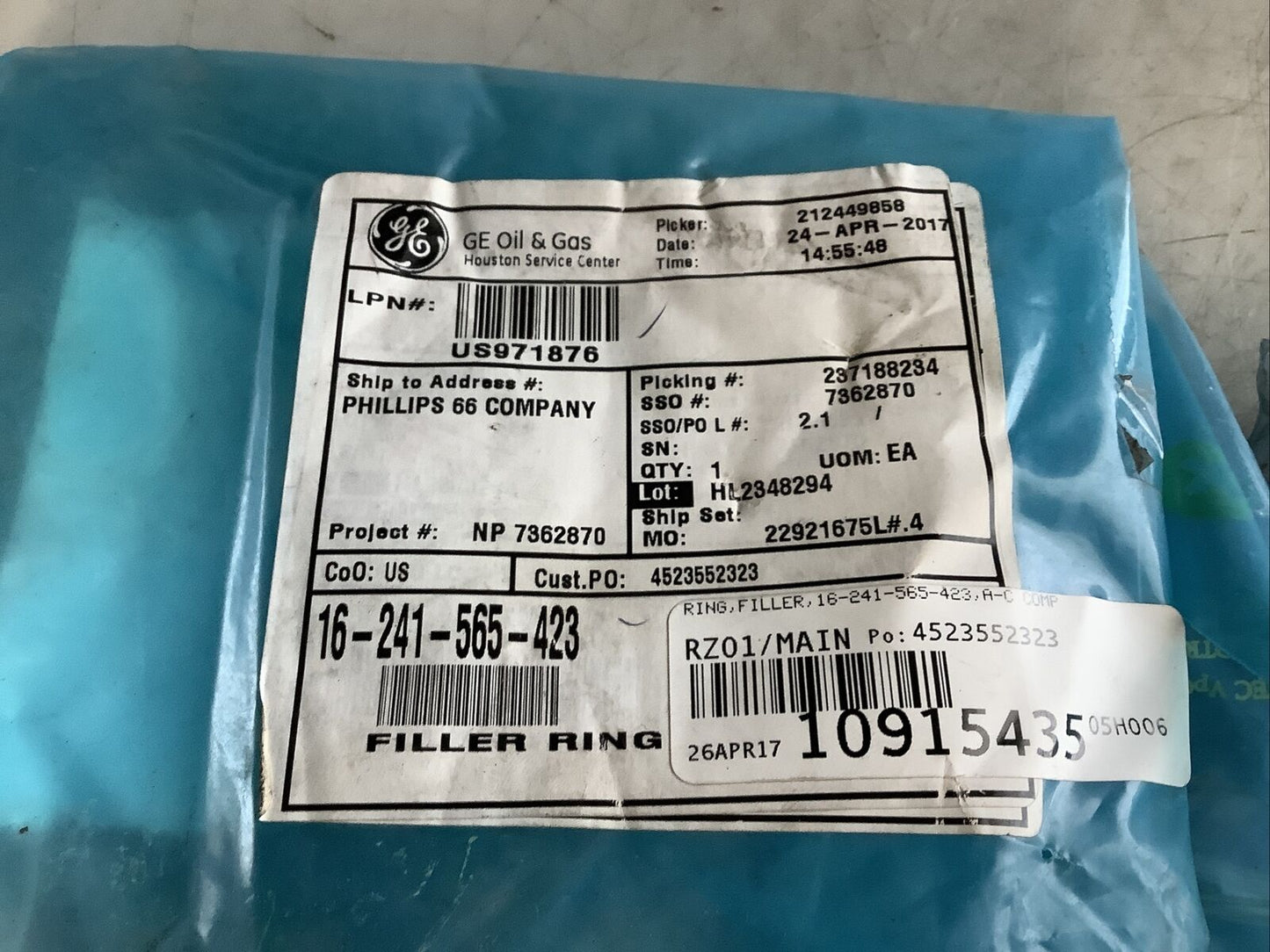 GE 16-241-565-423 FILLER RING 678