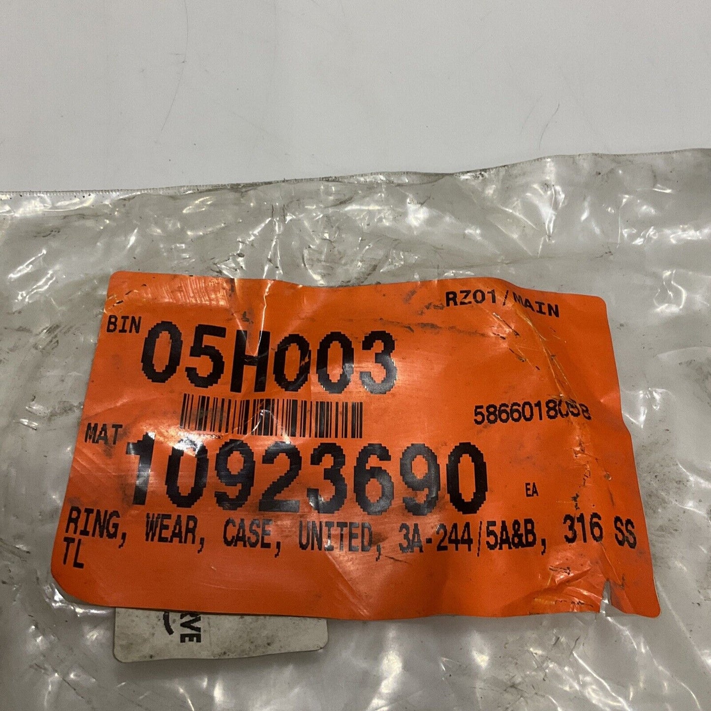 UNITED 3A-244 XC3A3544 WEAR RING 5.5 SST 316 WEAR CAST RING 678