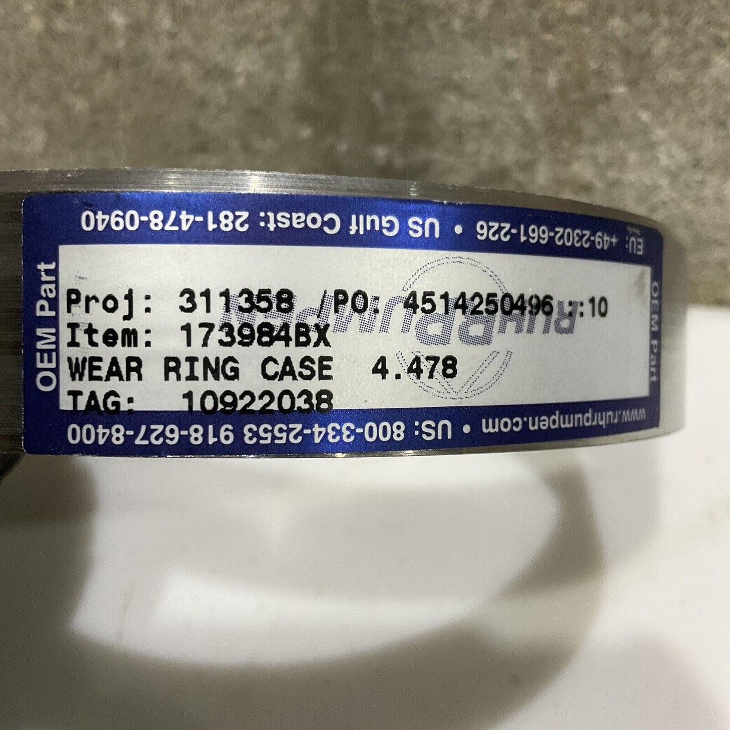 RUHRPUMPEN 173984BX WEAR RING CASE 4.478 IN 678