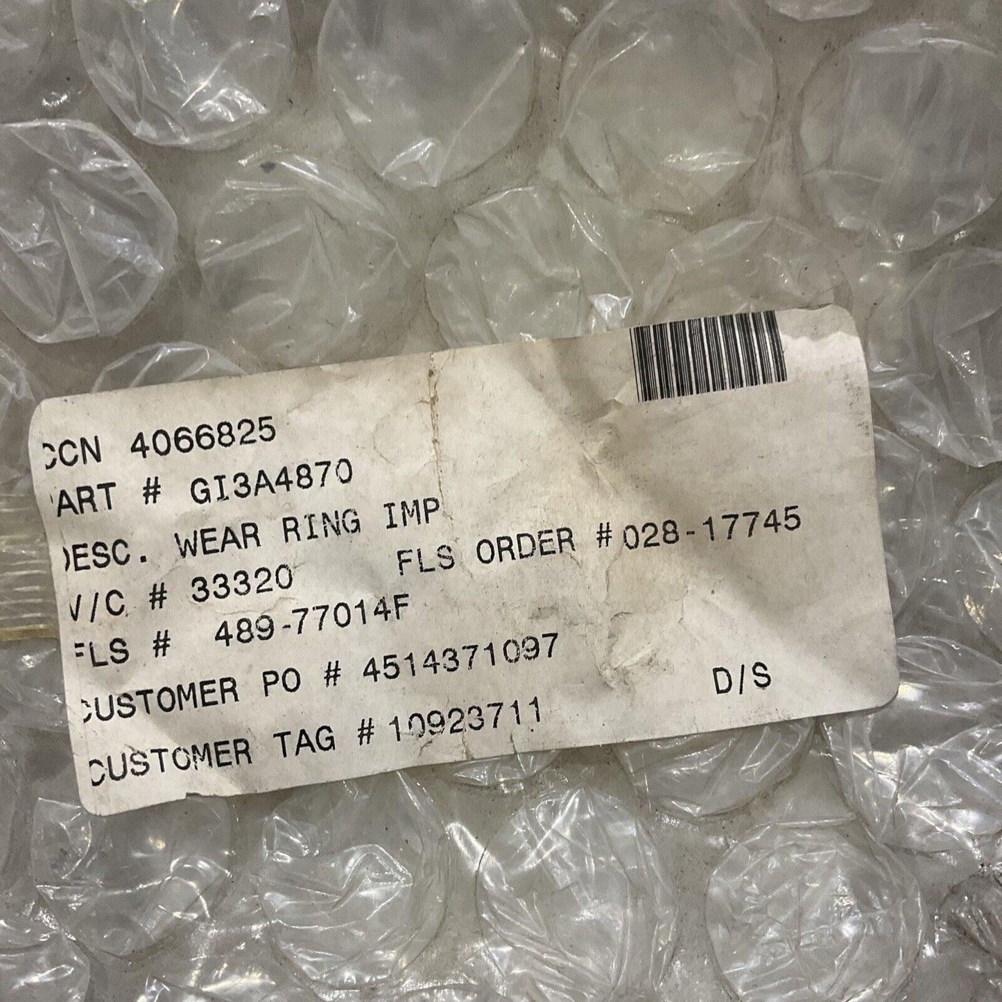 UNITED PUMP GI3A4870 IMPELLER WEAR RING 678