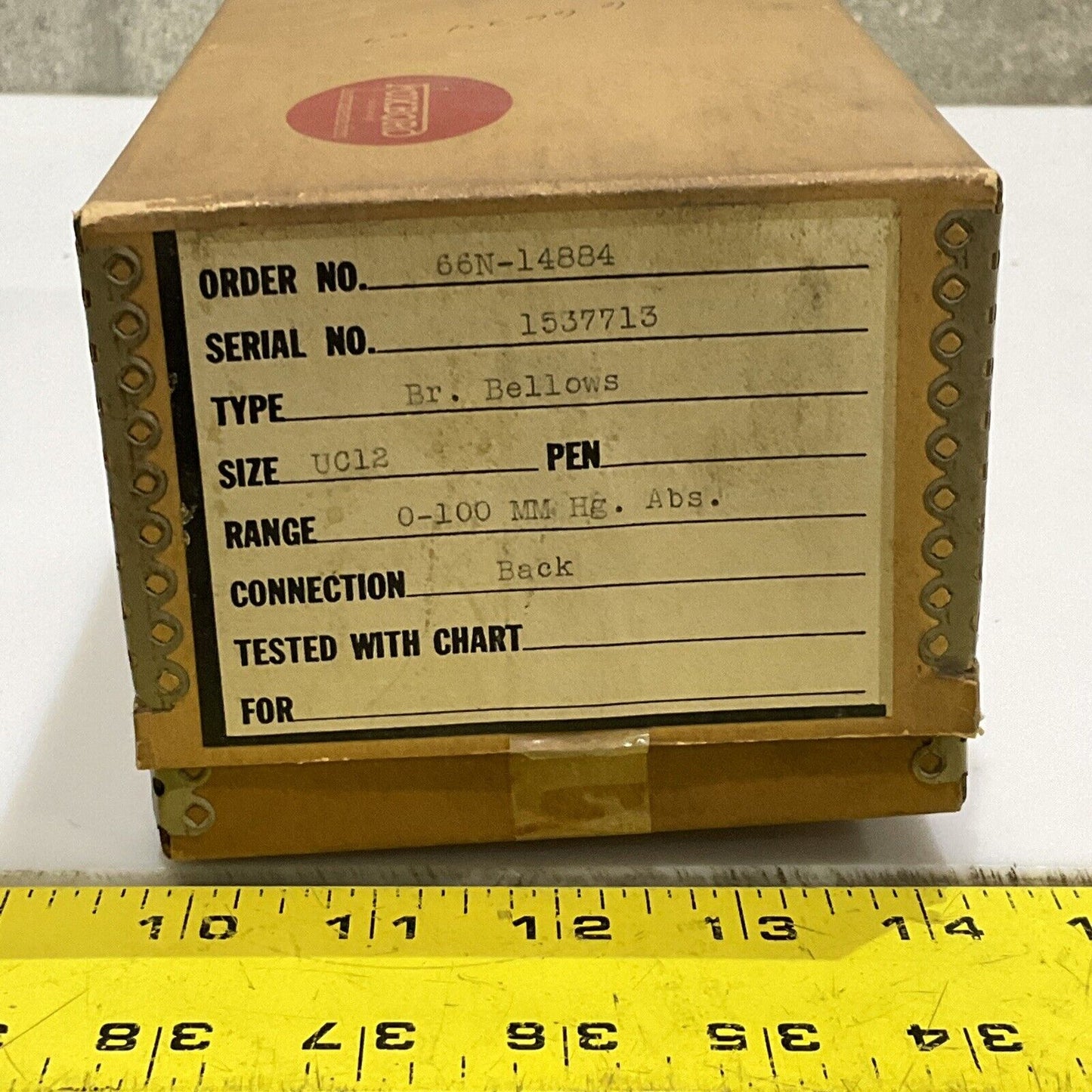 FOXBORO 66N-14884 1537713 555 BR. BELLOWS UC12 0-100 MM HG. ABS.