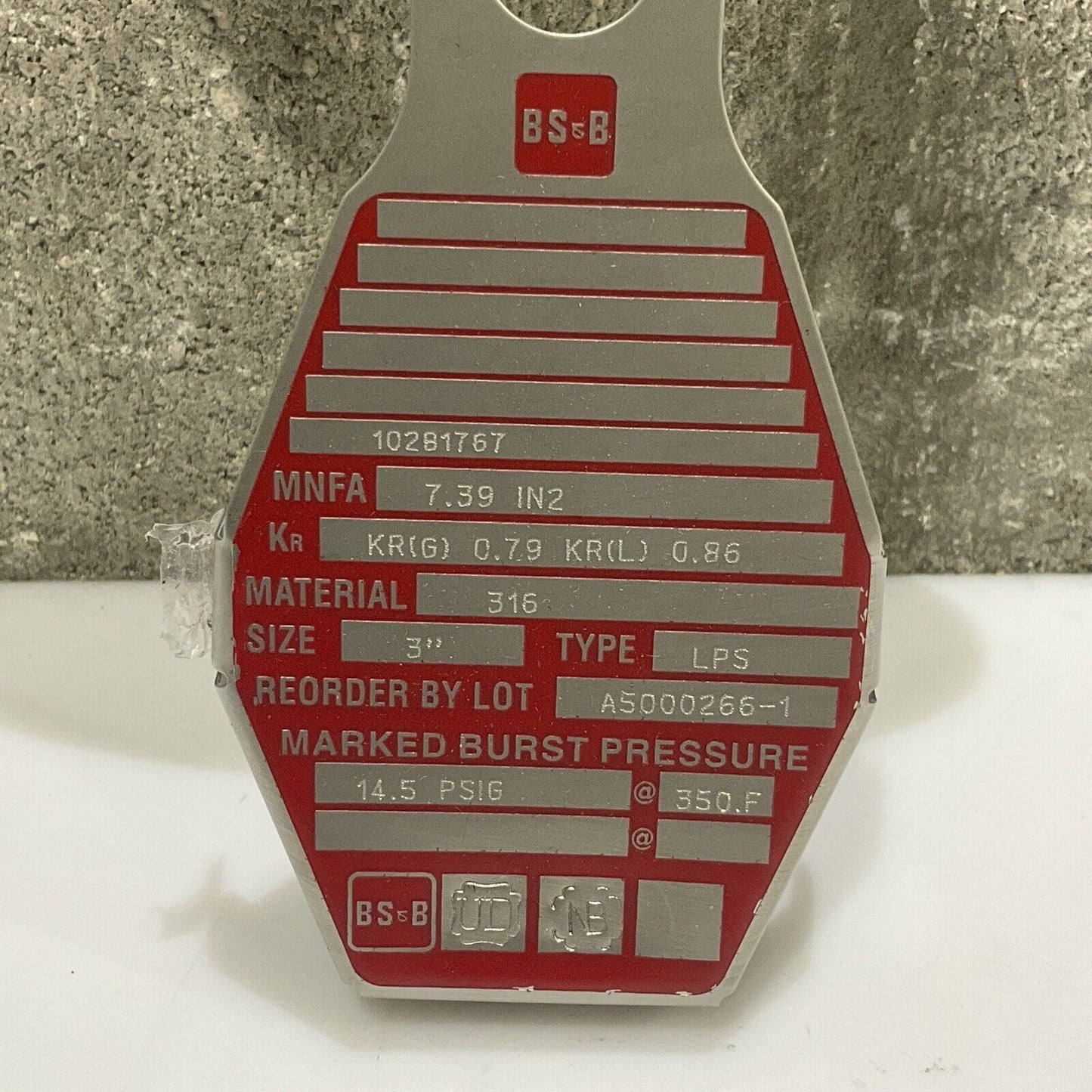 BS&B 10281767 A500266-1 REVERSE BUCKLING RUPTURE DISK 3 IN LPS 14.5 PSIG 555