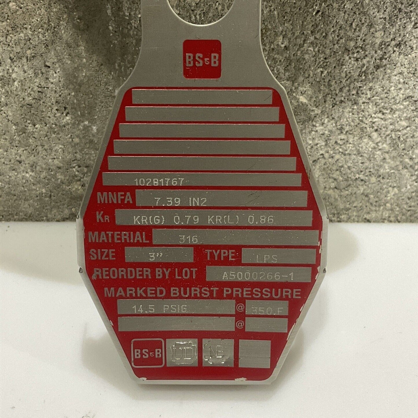 BS&B 10281767 A500266-1 REVERSE BUCKLING RUPTURE DISK 3 IN LPS 14.5 PSIG 555