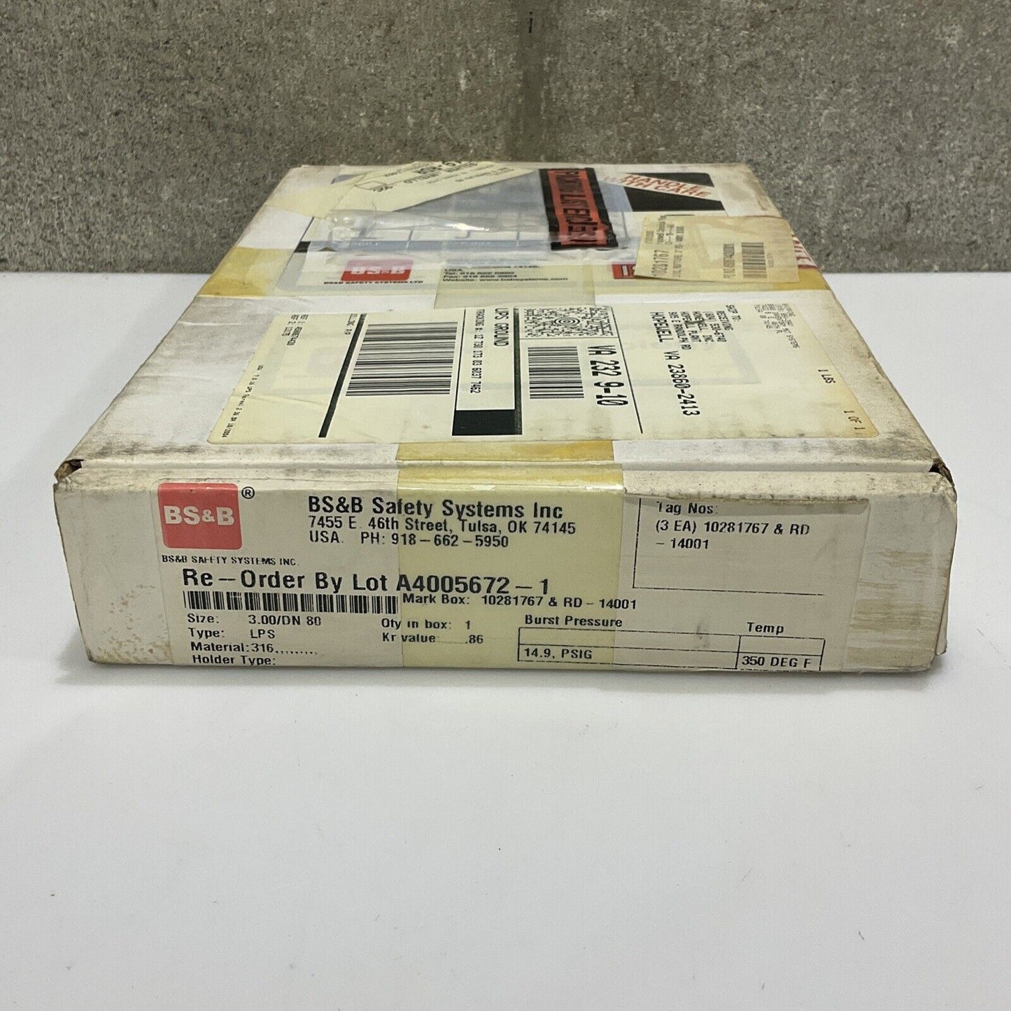 BS&B 10281767 A4005672-1 REVERSE BUCKLING RUPTURE DISK 3 IN LPS 14.5 PSIG 555