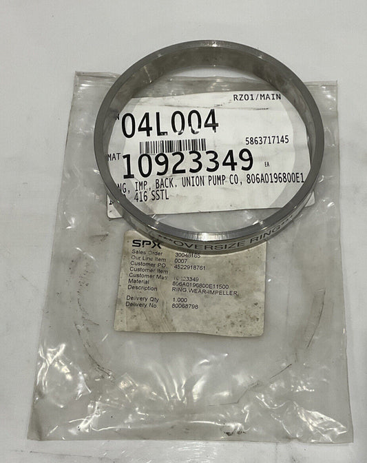 UNION PUMP CO 806A196800E11500 IMPELLER BACK RING SPX