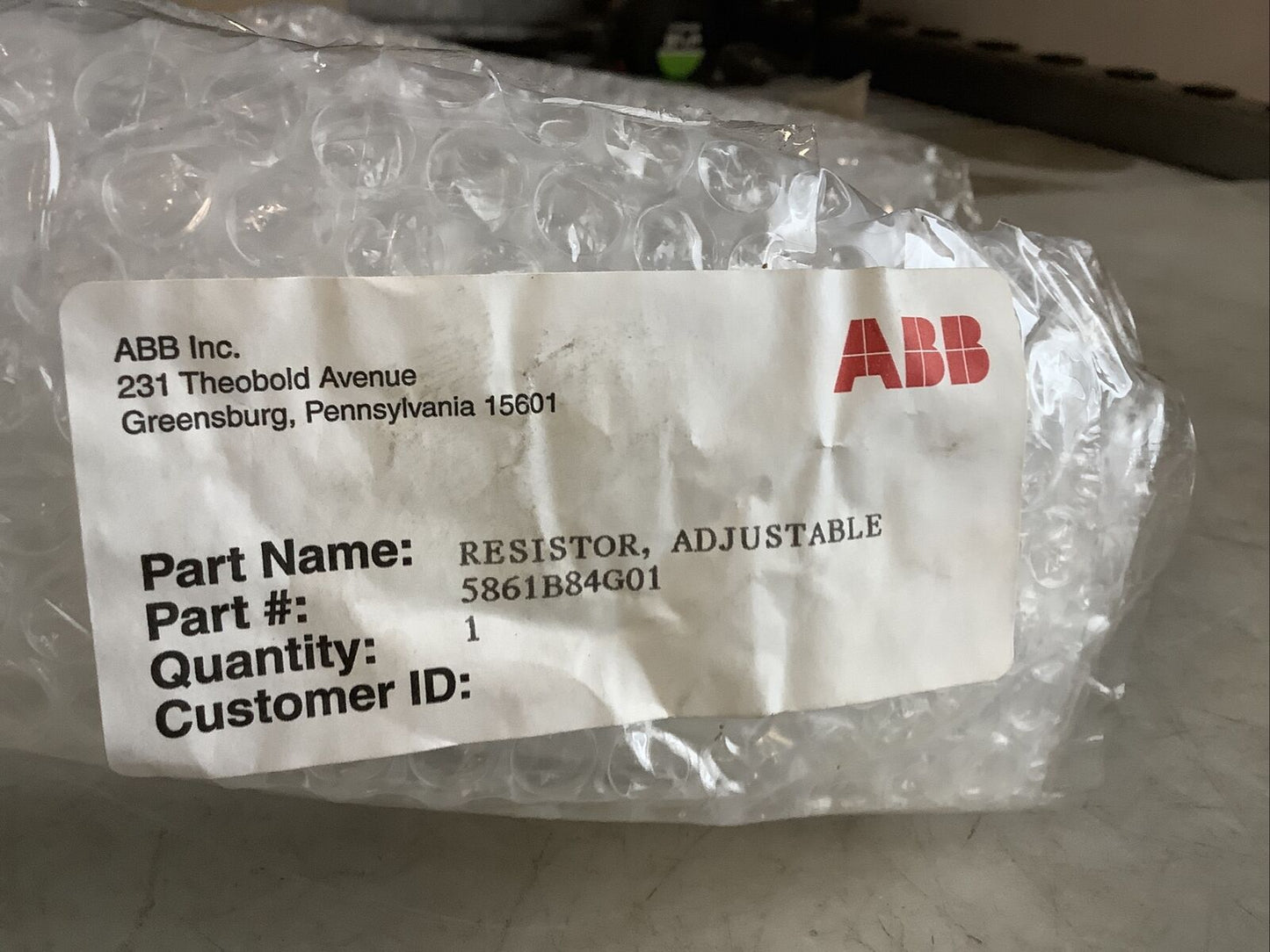 ABB 5861B84G01 ADJUSTABLE RESISTOR 678