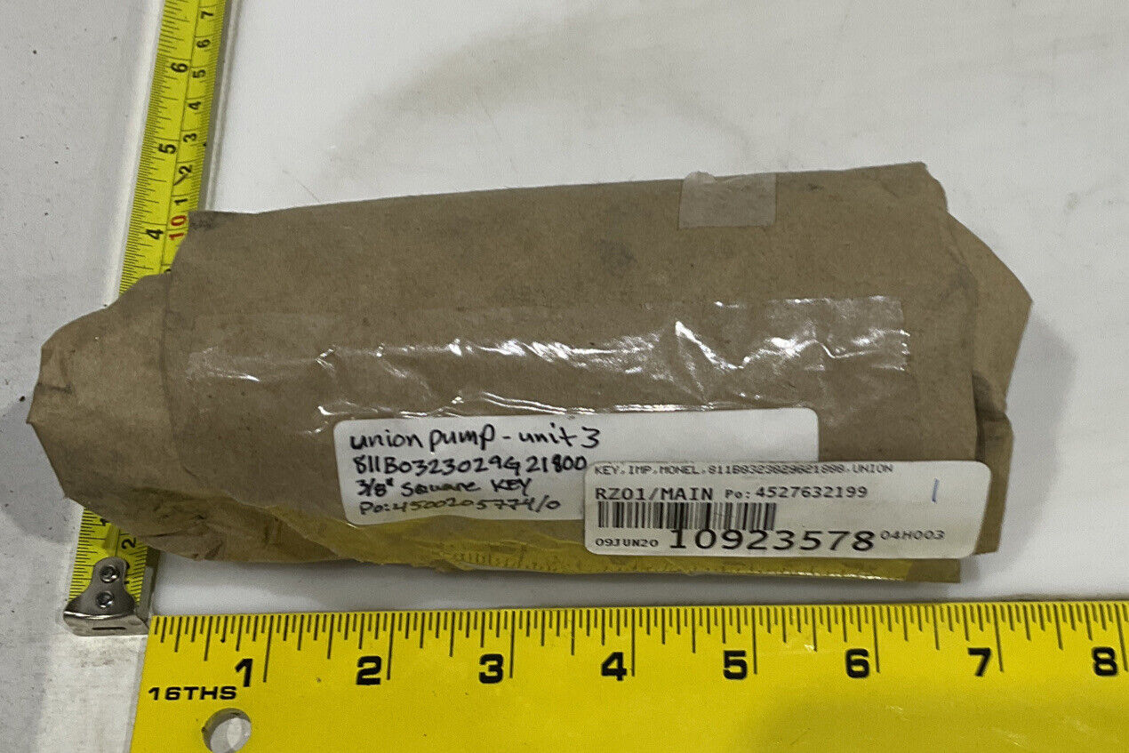 UNION PUMP 811B0323029G21800 MONEL 3/8” SQUARE IMPELLER KEY UNIT 3