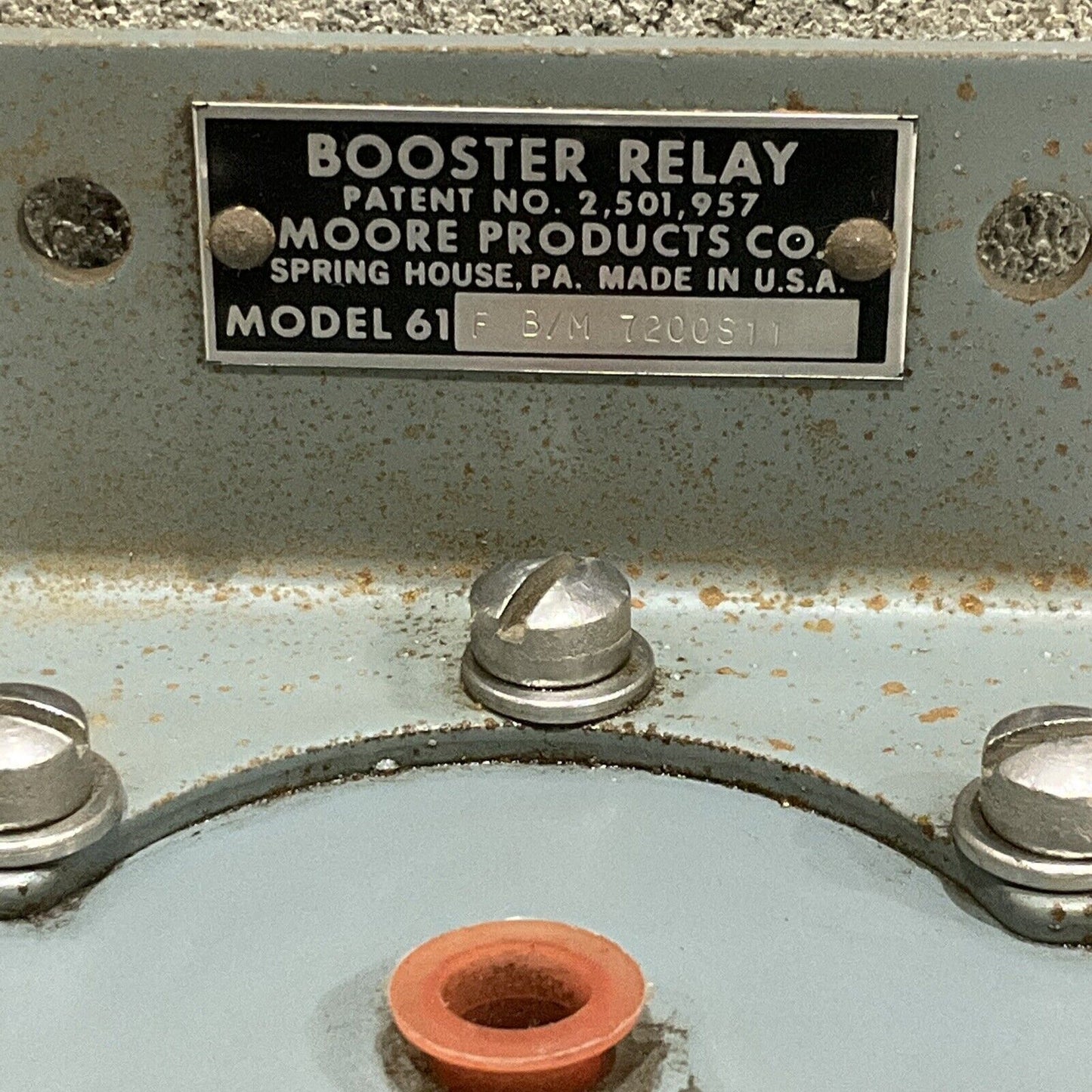 MOORE MODEL 61 F B/M 7200S11 BOOSTER RELAY U.S PAT 2,501,957 555