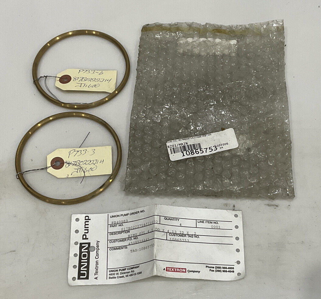 UNION PUMP 817B0222714J11600 OIL RING 678