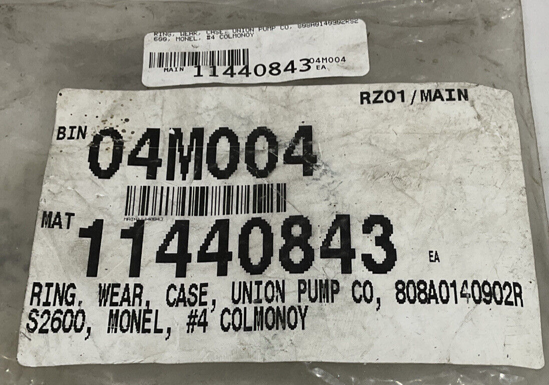 UNION PUMP CO 808A0140902RS2600 MONELY #4 COLMONOY CASE WEAR RING 678