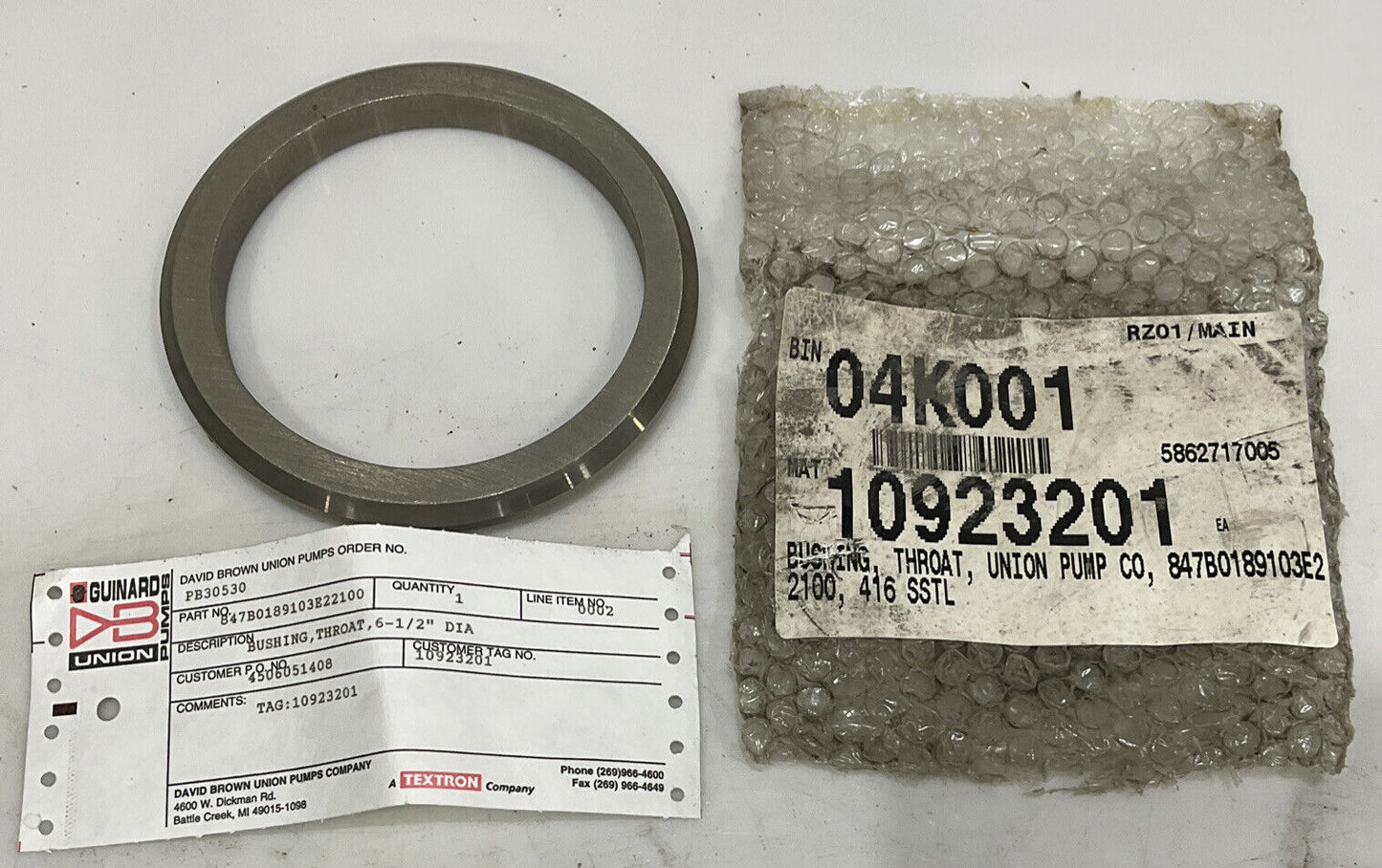 UNION PUMPS CO 847B0189103E22100 BUSHING THROAT 6 1/2”