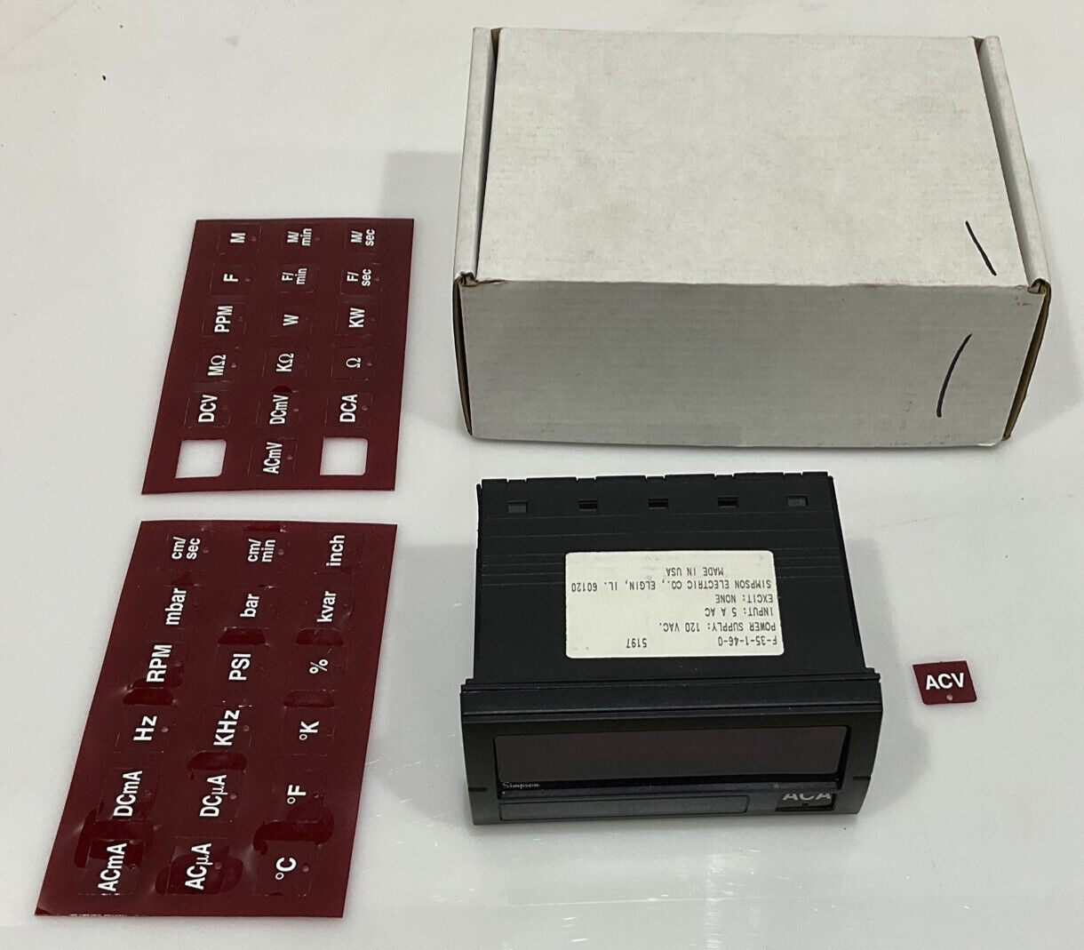 SIMPSON F35-1-46-0 FALCON F35 SERIES DIGITAL PANEL METER INPUT 5 A AC 120VAC