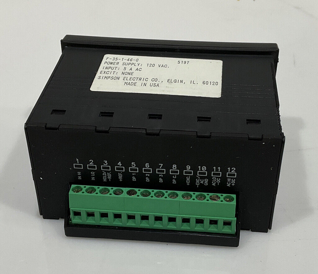 SIMPSON F35-1-46-0 FALCON F35 SERIES DIGITAL PANEL METER INPUT 5 A AC 120VAC