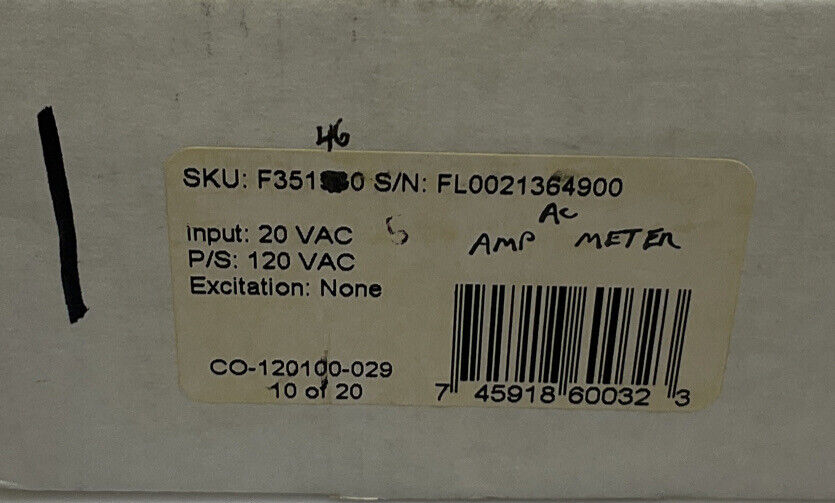 SIMPSON F35-1-46-0 FALCON F35 SERIES DIGITAL PANEL METER INPUT 5 A AC 120VAC
