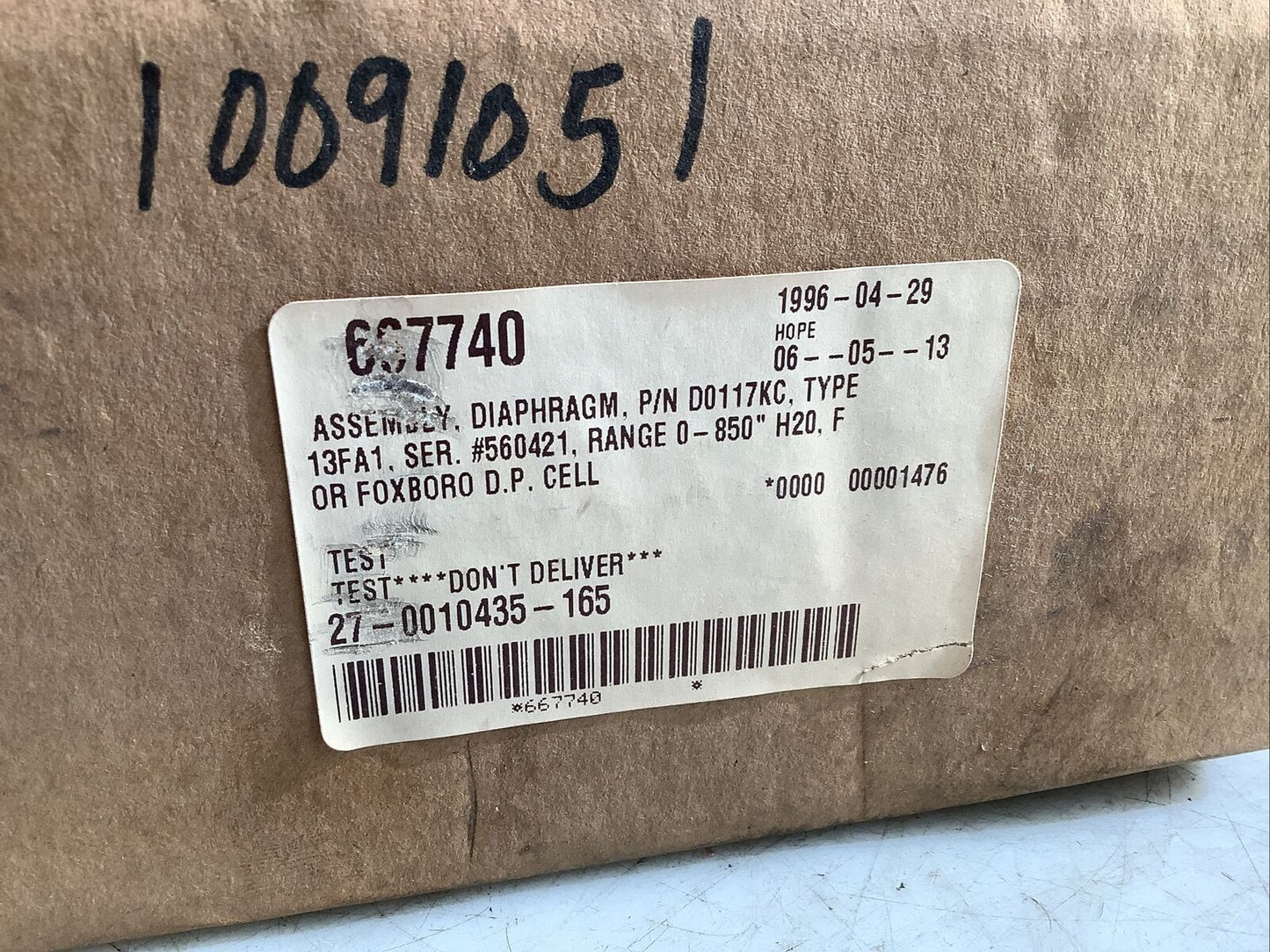 FOXBORO D0117KC DIAPHRAGM ASSEMBLY 0-850" H20 555