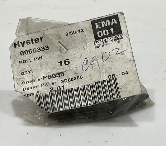 HYSTER 0066333 ROLL PIN QTY 16