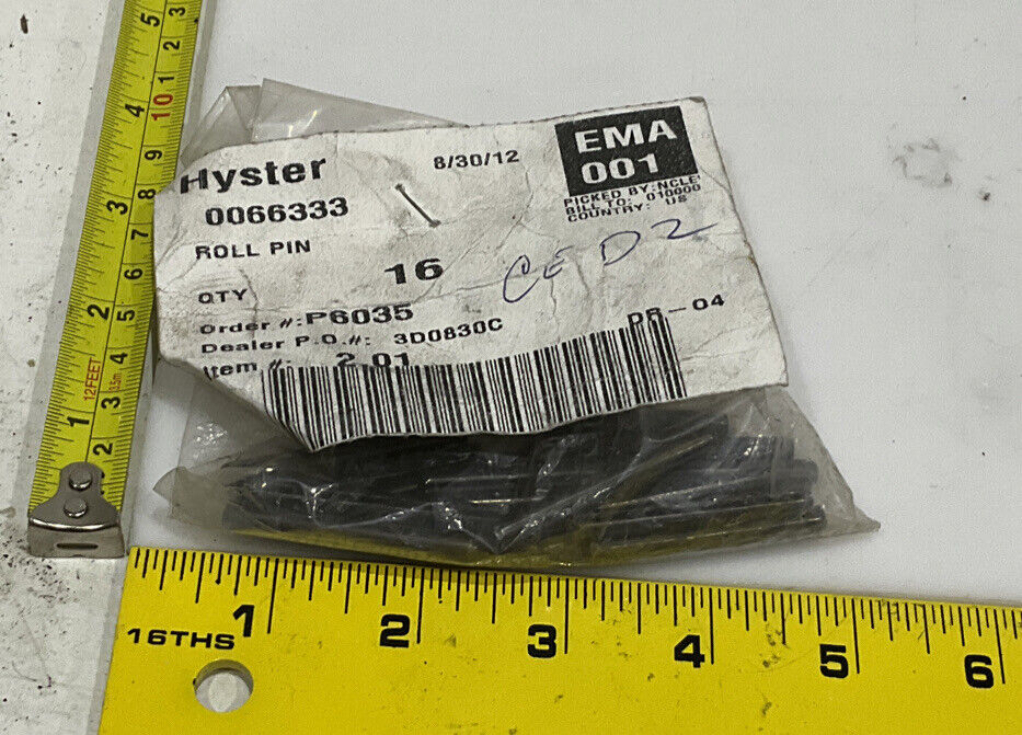 HYSTER 0066333 ROLL PIN QTY 16