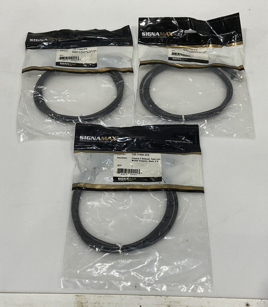 SIGNAMAX C5E-114BK-5FB ETHERNET CORD CATEGORY 5 BLACK 5 FT LOT OF 3 TWD