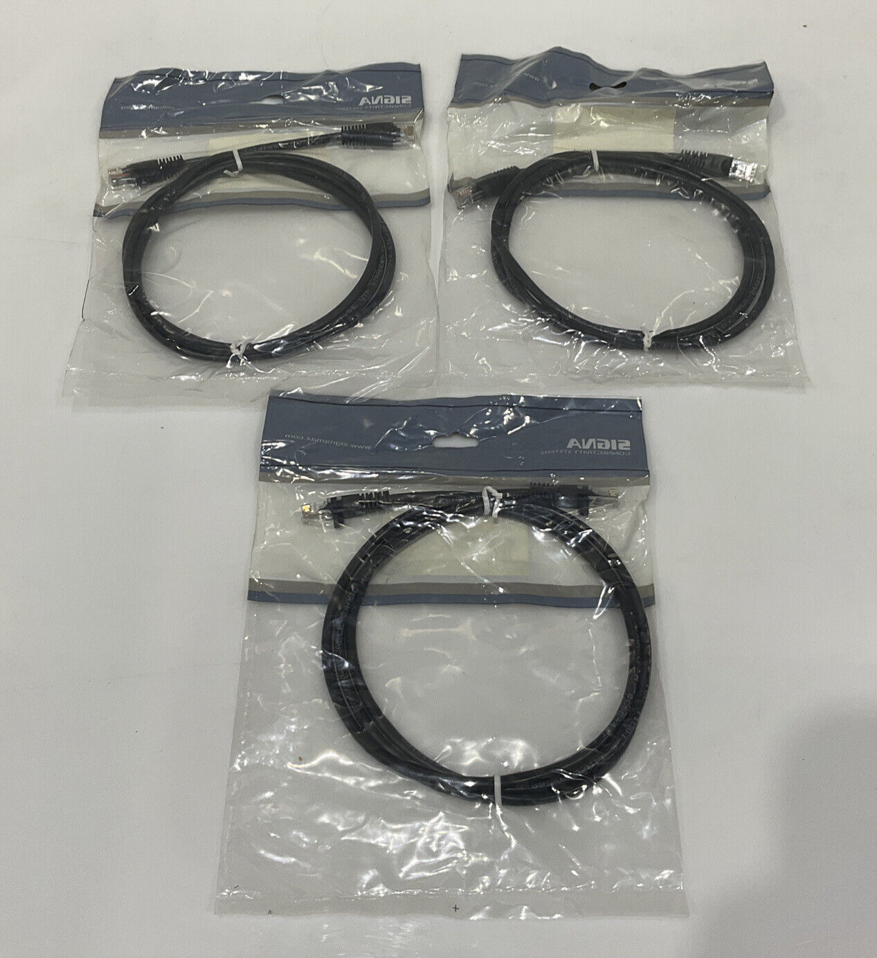 SIGNAMAX C5E-114BK-5FB ETHERNET CORD CATEGORY 5 BLACK 5 FT LOT OF 3 TWD