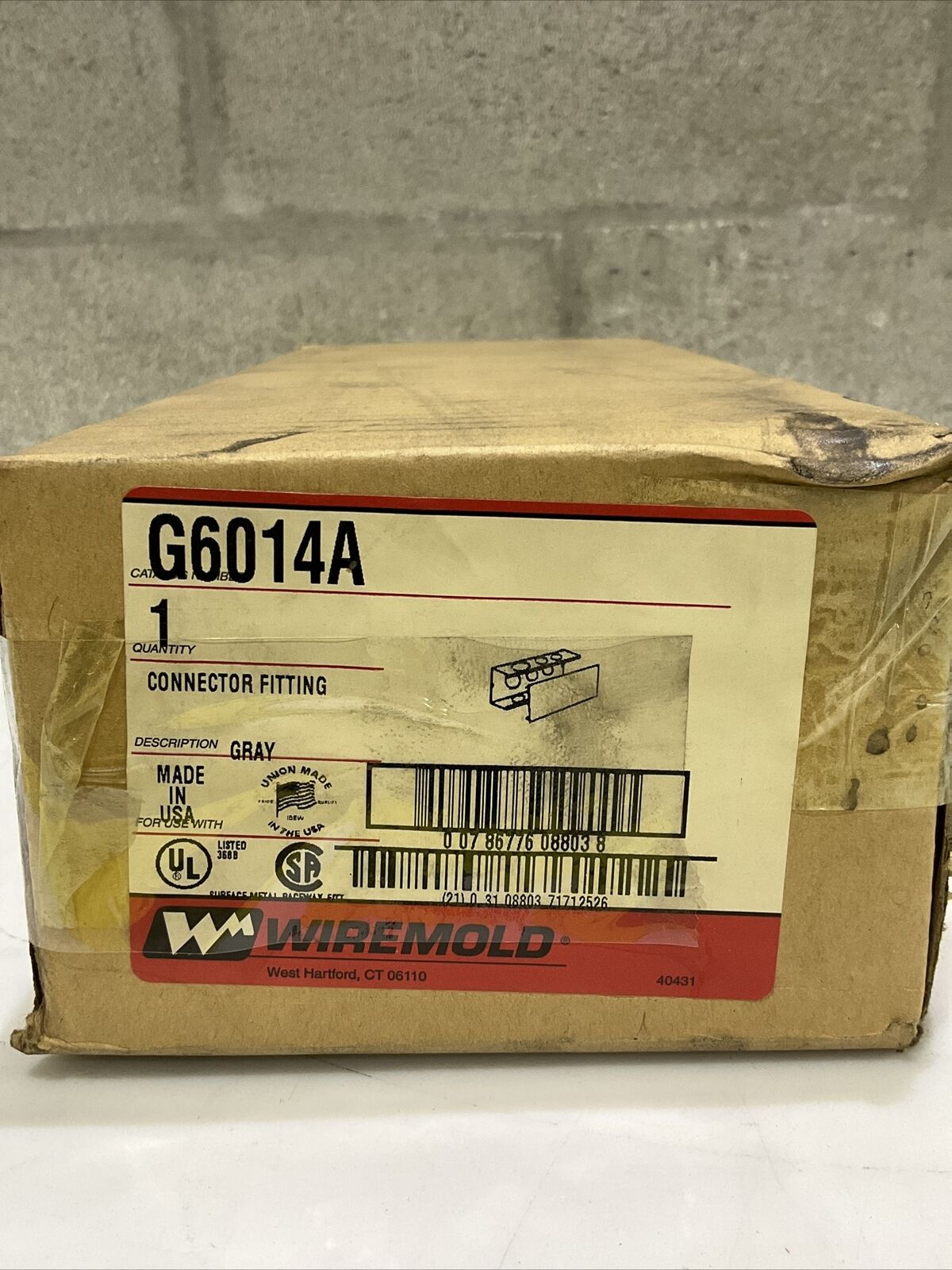 WIREMOLD G6014A CONNECTOR FITTING 6000 SERIES MULTIPLE CHANNEL STEEL 476