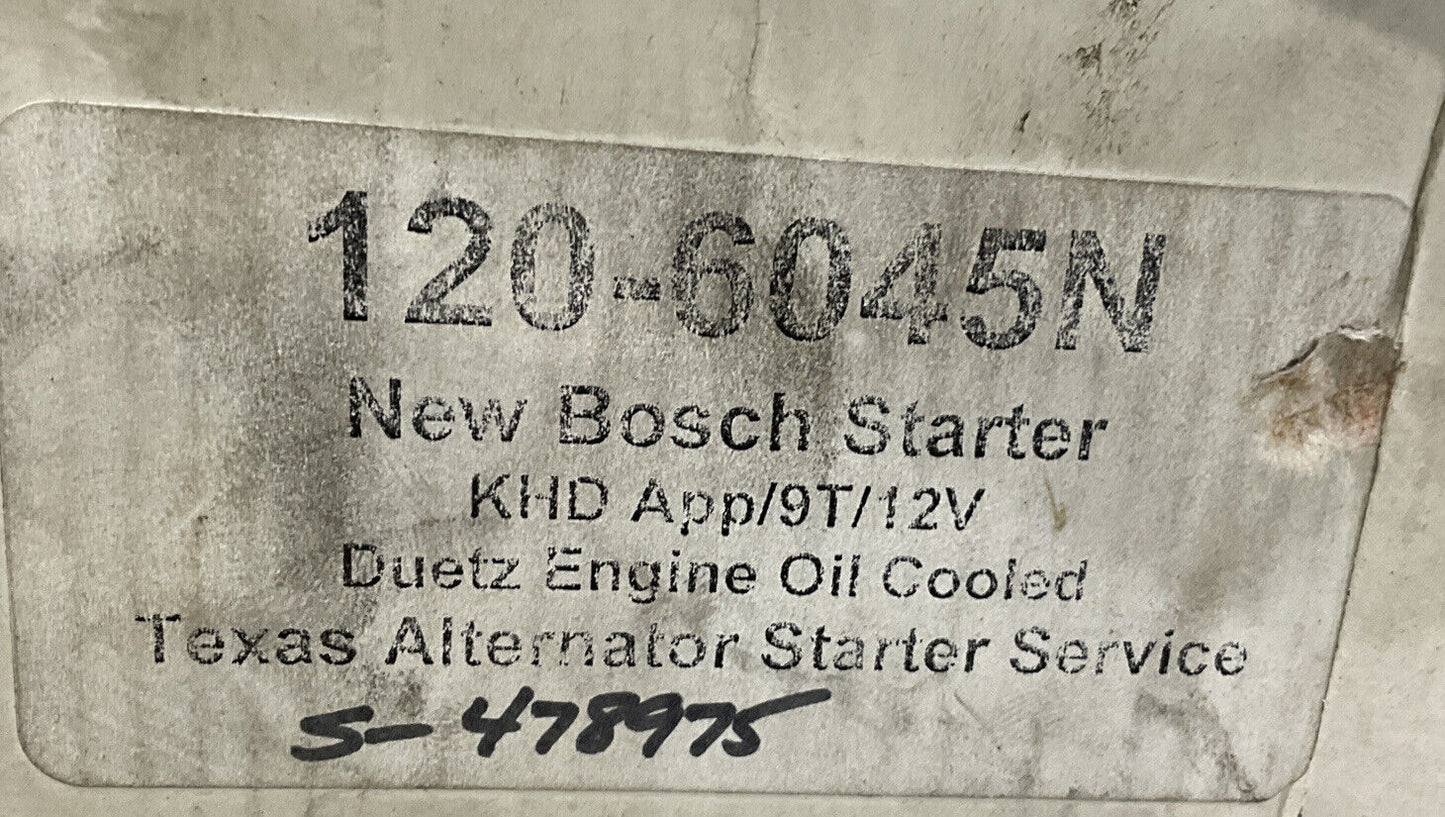 BOSCH JN40-24043 STARTER Y1709 478975 096443 091017 KHD 12V 9T 120-6045N