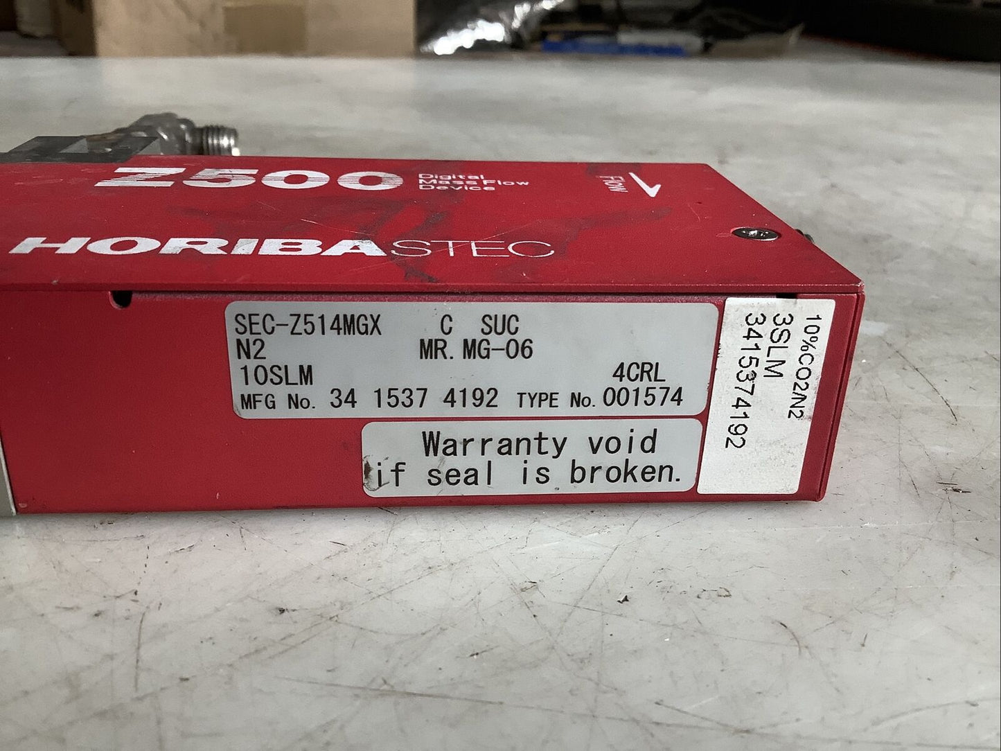 HORIBA SEC-Z514MGX MASS FLOW CONTROLLER N2 10SLM 4CRL 476