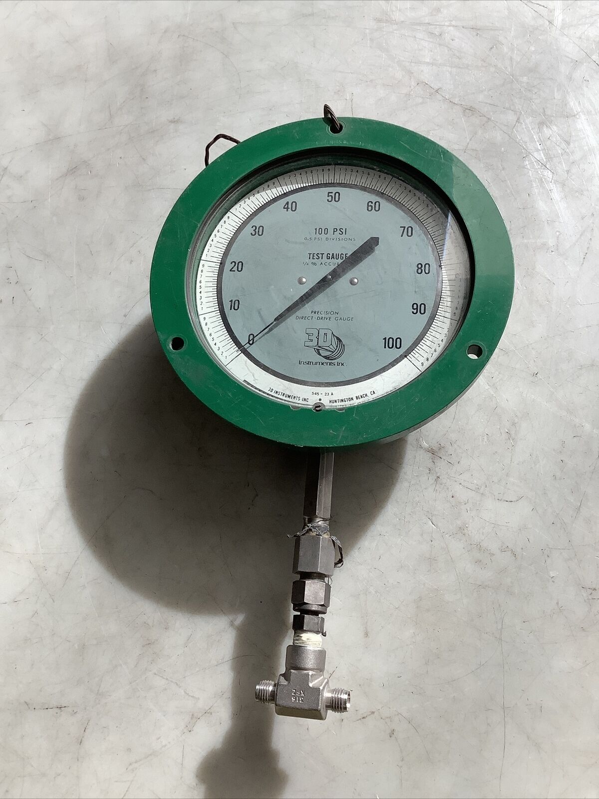 3D INSTRUMENTS CO. 545-23A PRESSURE GAUGE 0-100PSI 476