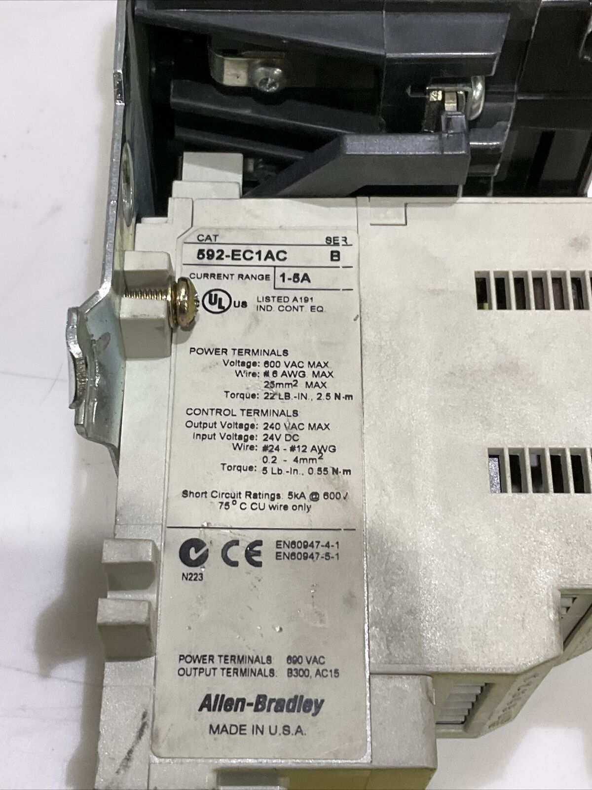 ALLEN BRADLEY 592-EC1AC, 595-A, 509-B0D-XXX STARTER 476