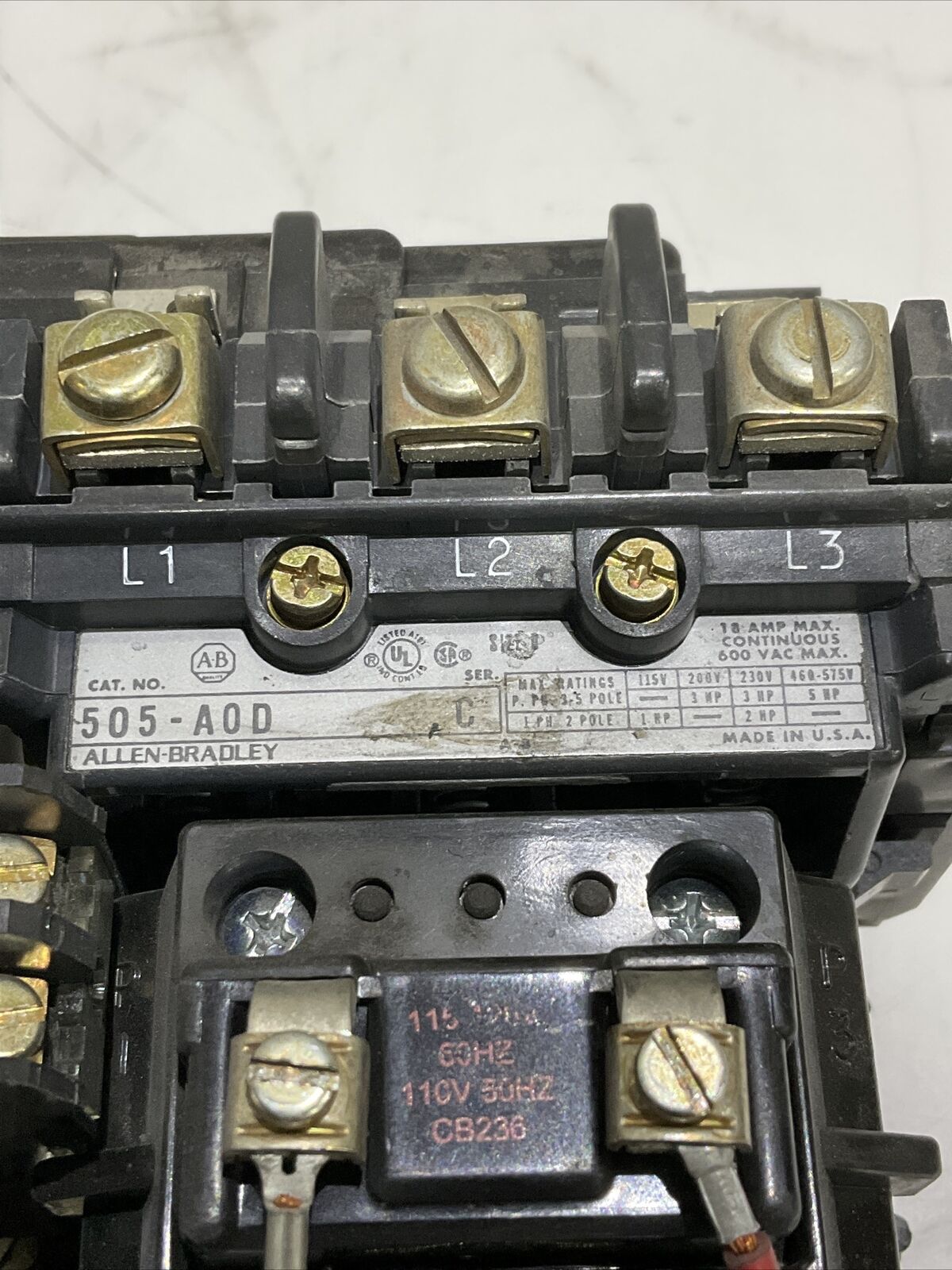 ALLEN BRADLEY 505-A0D REVERSING STARTER 476