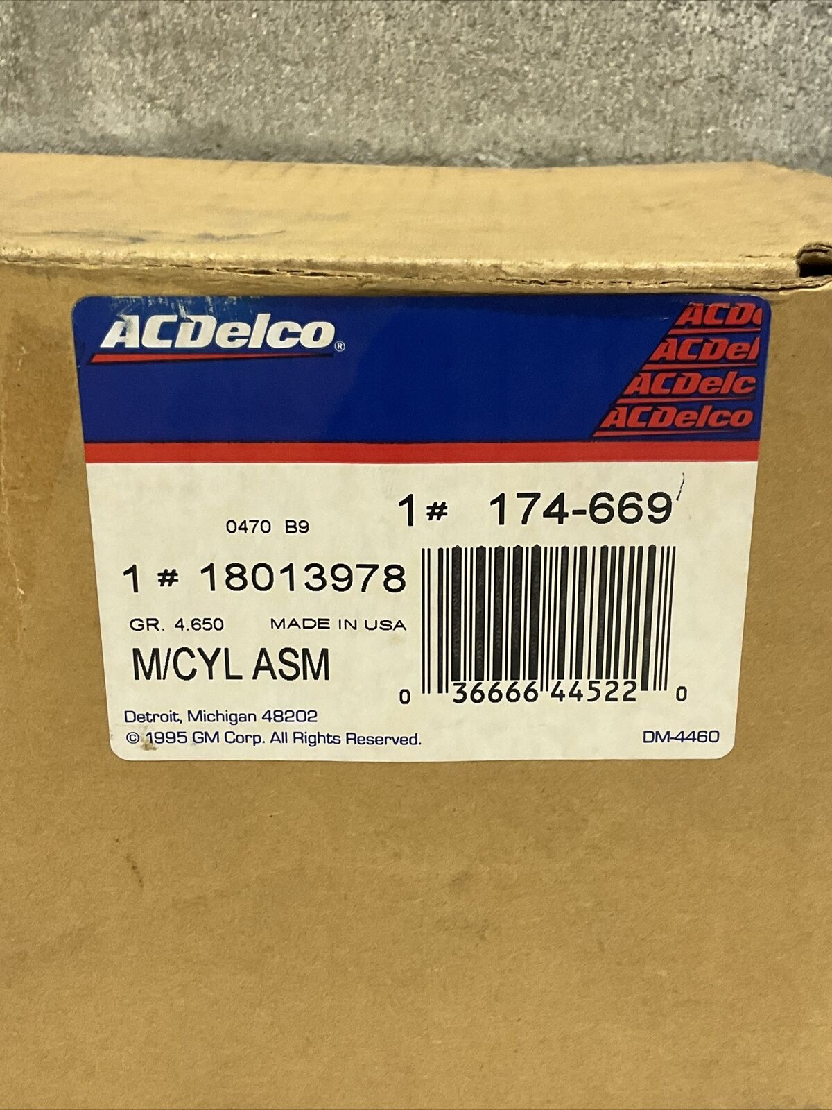 ACDELCO 174-669 18013978 BRAKE MASTER CYLINDER 476