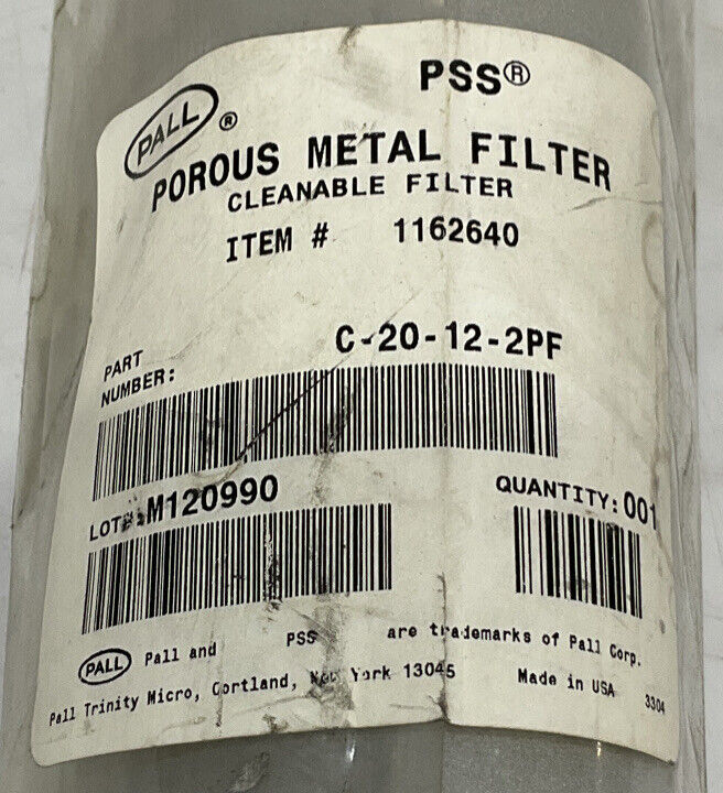 PALL 1162640 PSS CLEANABLE POROUS METAL FILTER C-20-12-2PF 476