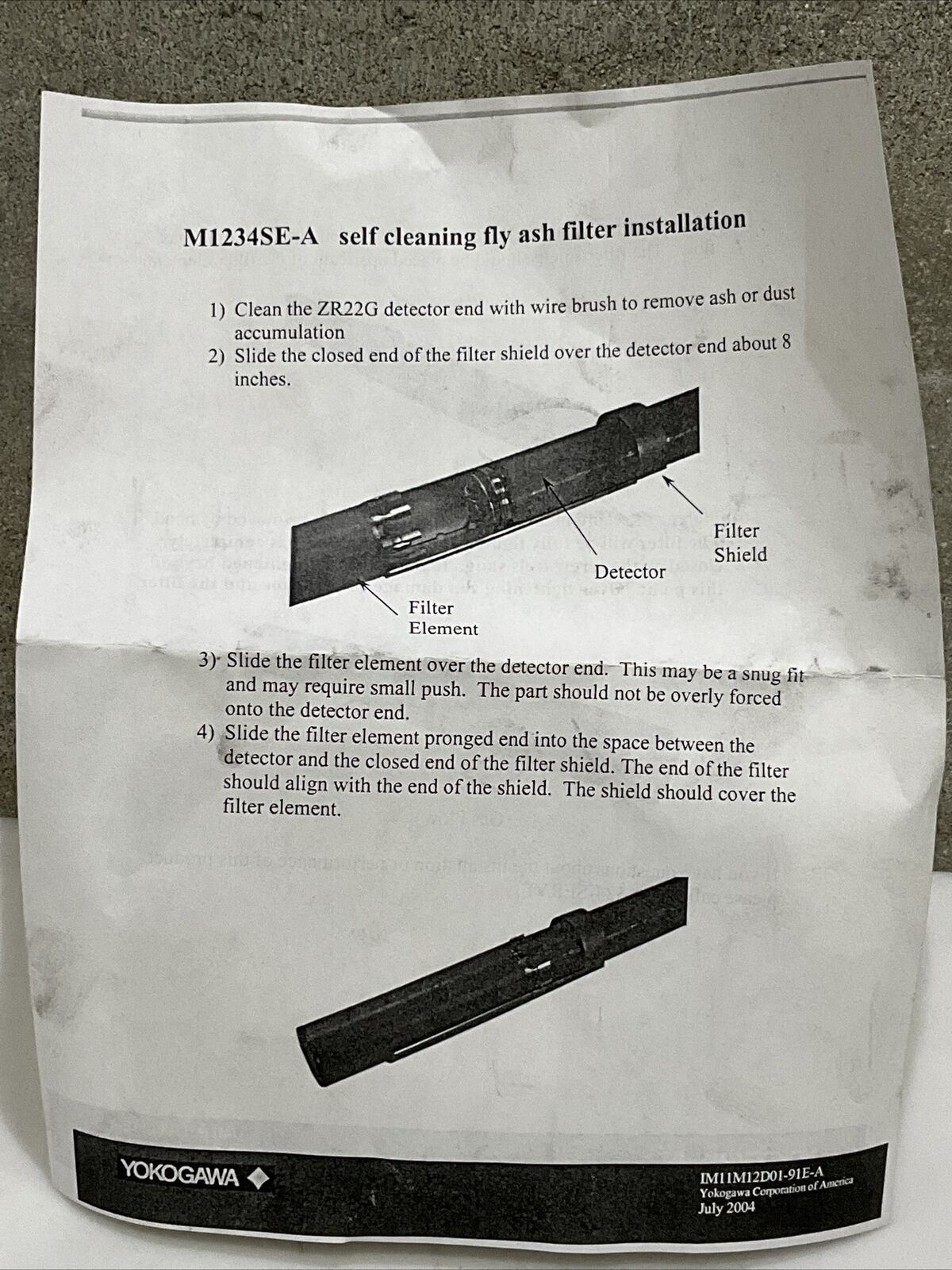 YOKOGAWA M1234SE-A SELF CLEANING FLY ASH FILTER 476