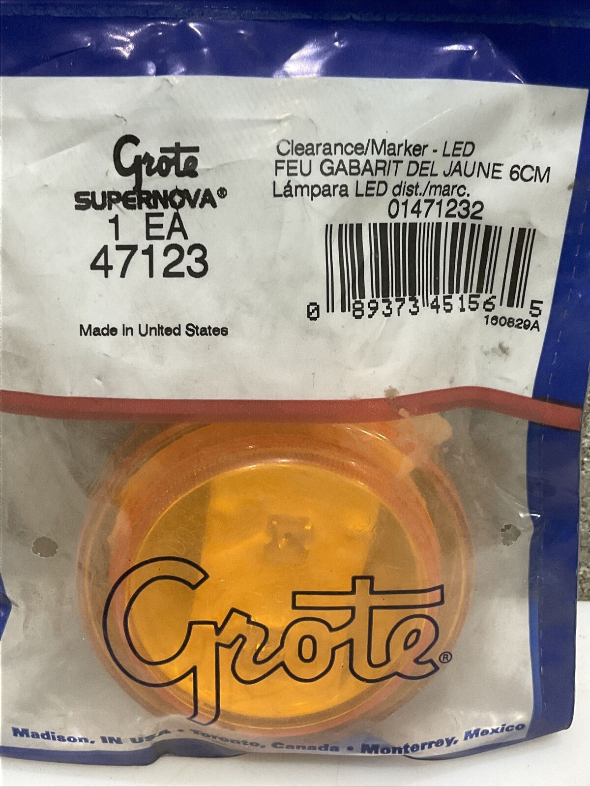 GROTE 47123 AMBER SUPERNOVA LED CLEARANCE MARKERLIGHTS 2 1/2” LOT OF 2 476