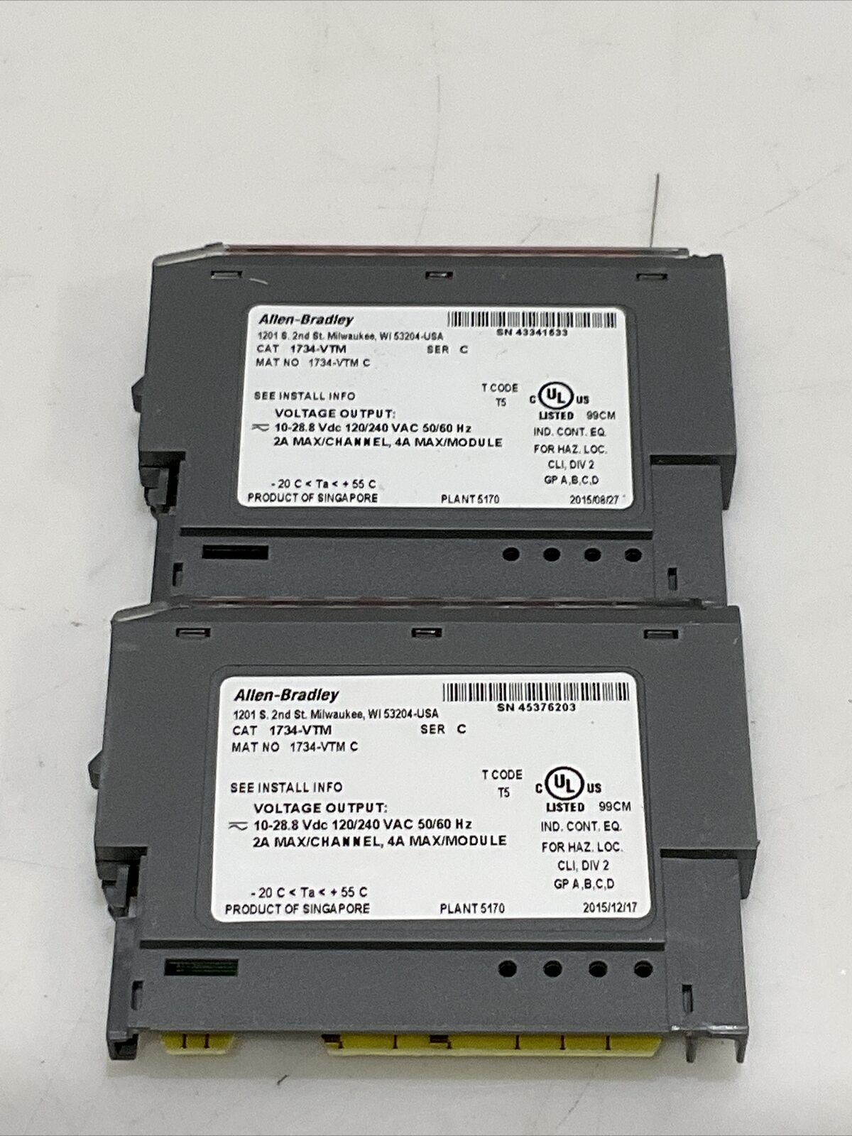 ALLEN BRADLEY 1734-VTM SER C VOLTAGE OUTPUT TERMINAL MODULE LOT OF 2 CDM