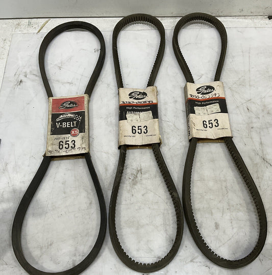 GATES 653 V-BELT LOT OF 3 476