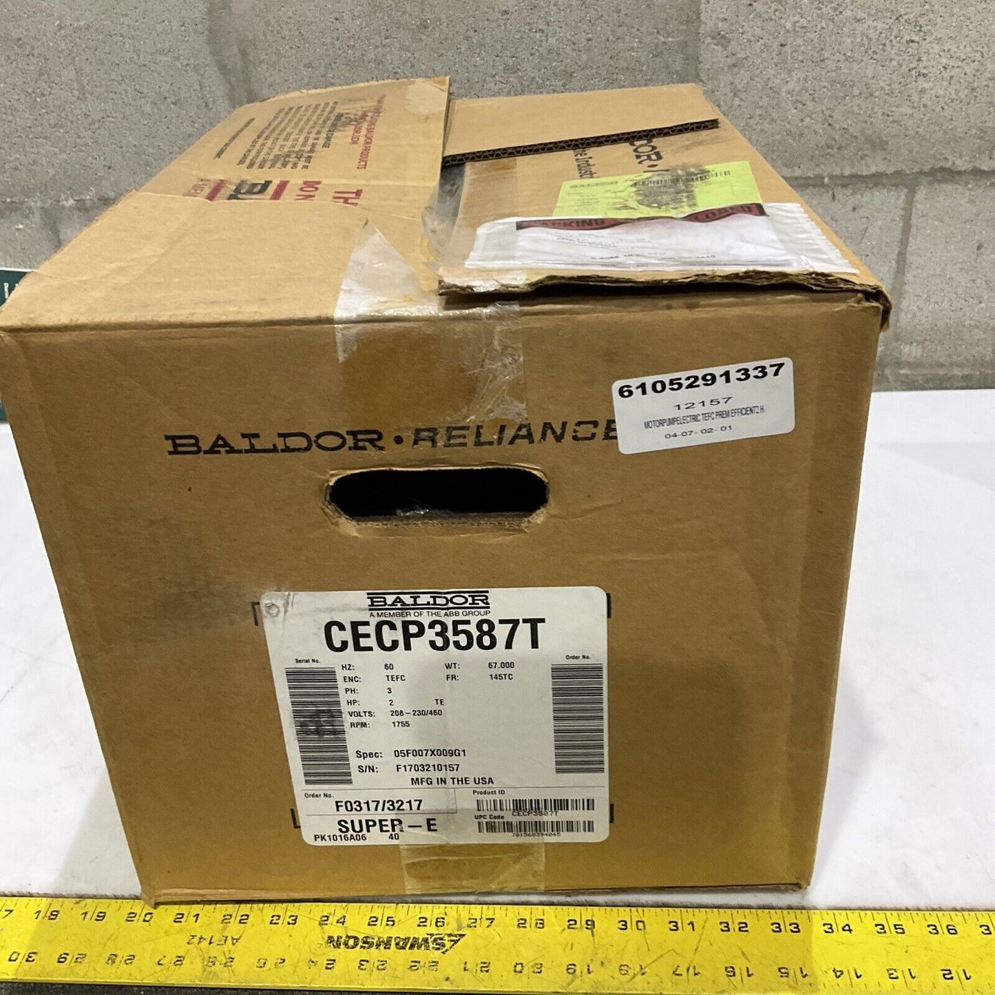 BALDOR CECP3587T SUPER-E MOTOR 2 HP 60HZ 3PH 3HP 230/460V 1755 RPM 373