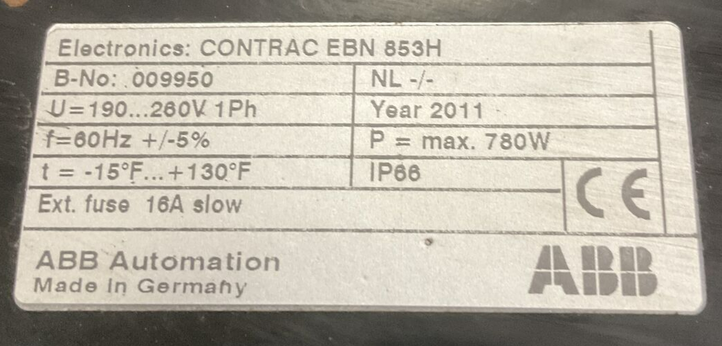 ABB CONTRAC EBN 853H 014647 POWER ELECTRIC UNIT 373