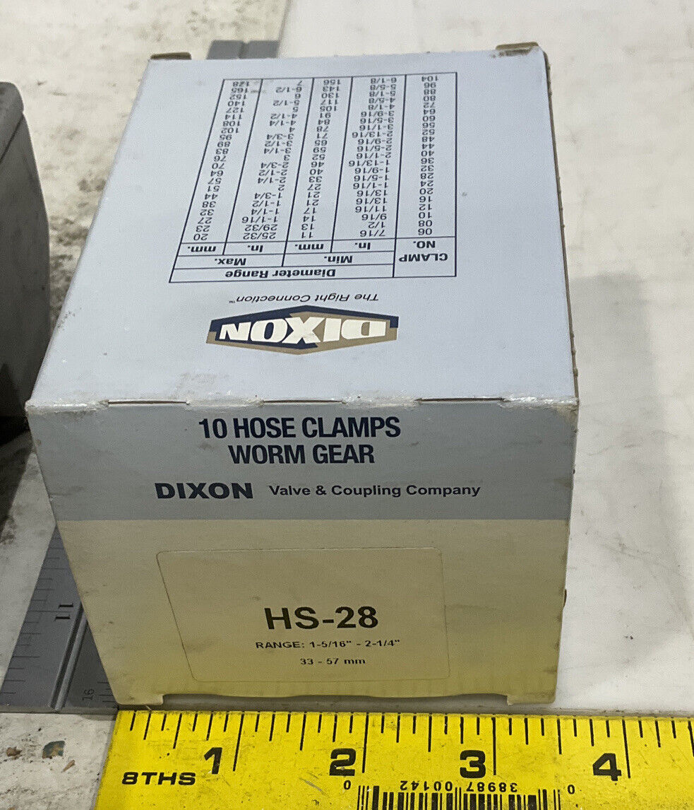 DIXON HS-28 10 HOSE CLAMPS WORM GEAR 2-1/4" 476