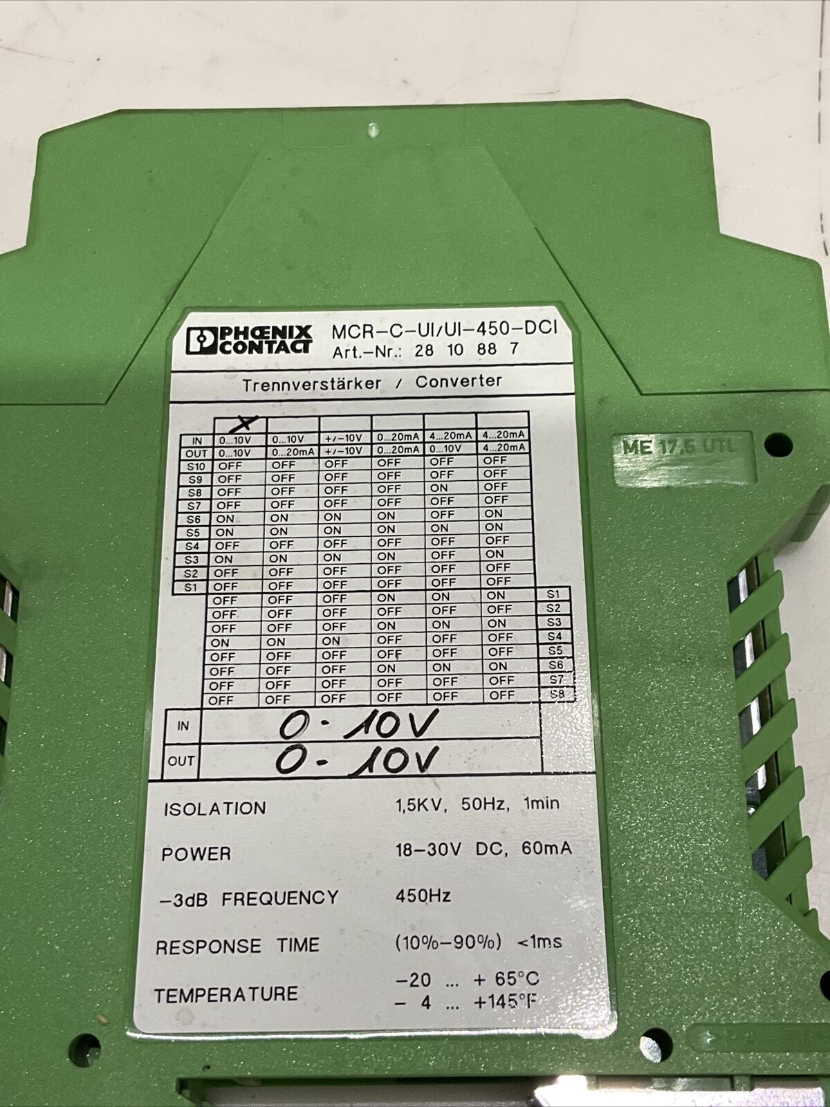 PHOENI CONTACT MCR-C-UI/UI-450-DCI SIGNAL CONVERTER 479