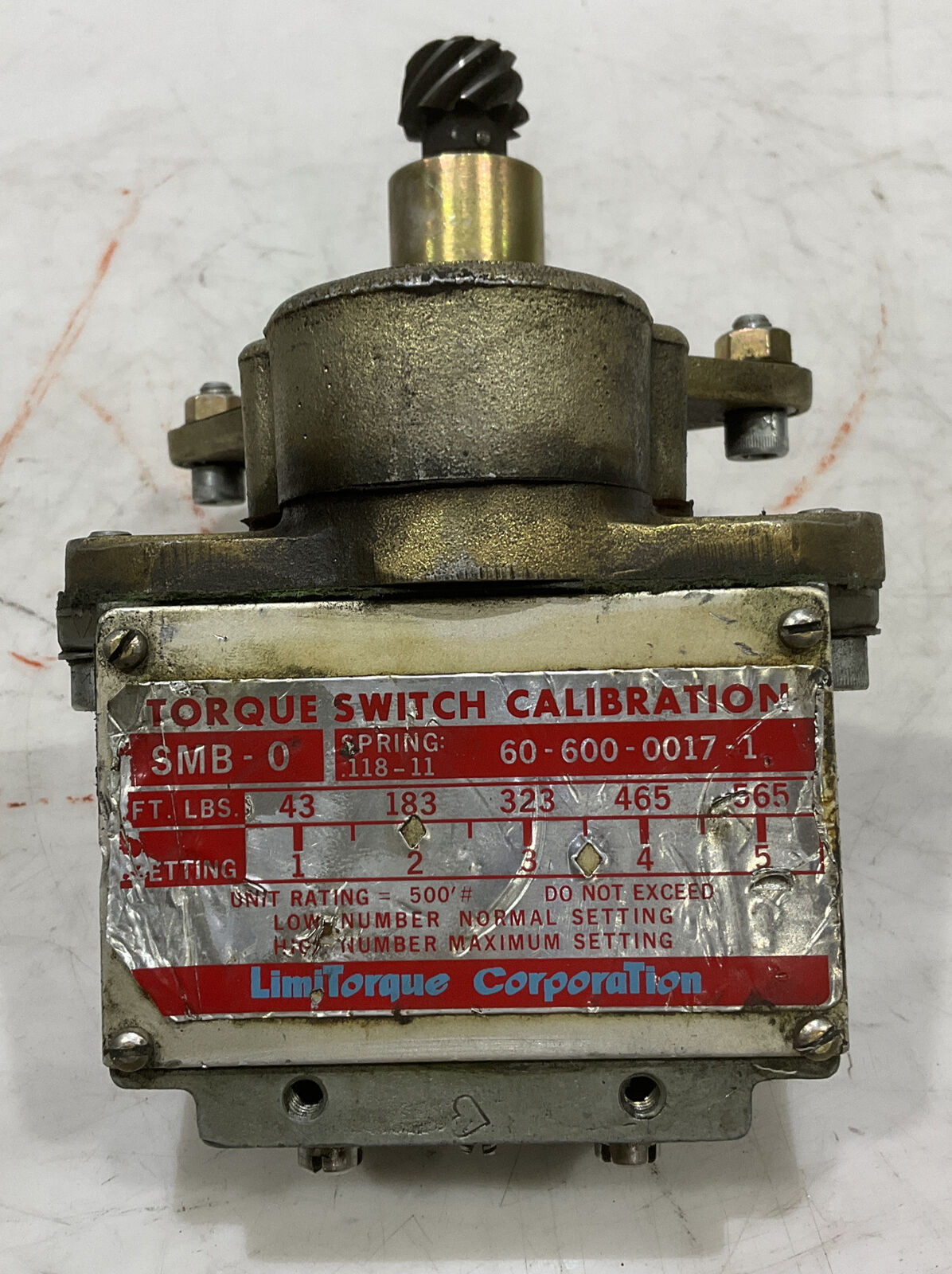 LIMITORQUE 60-600-0017-1 SMB-0 TORQUE SWITCH CALIBRATION 476