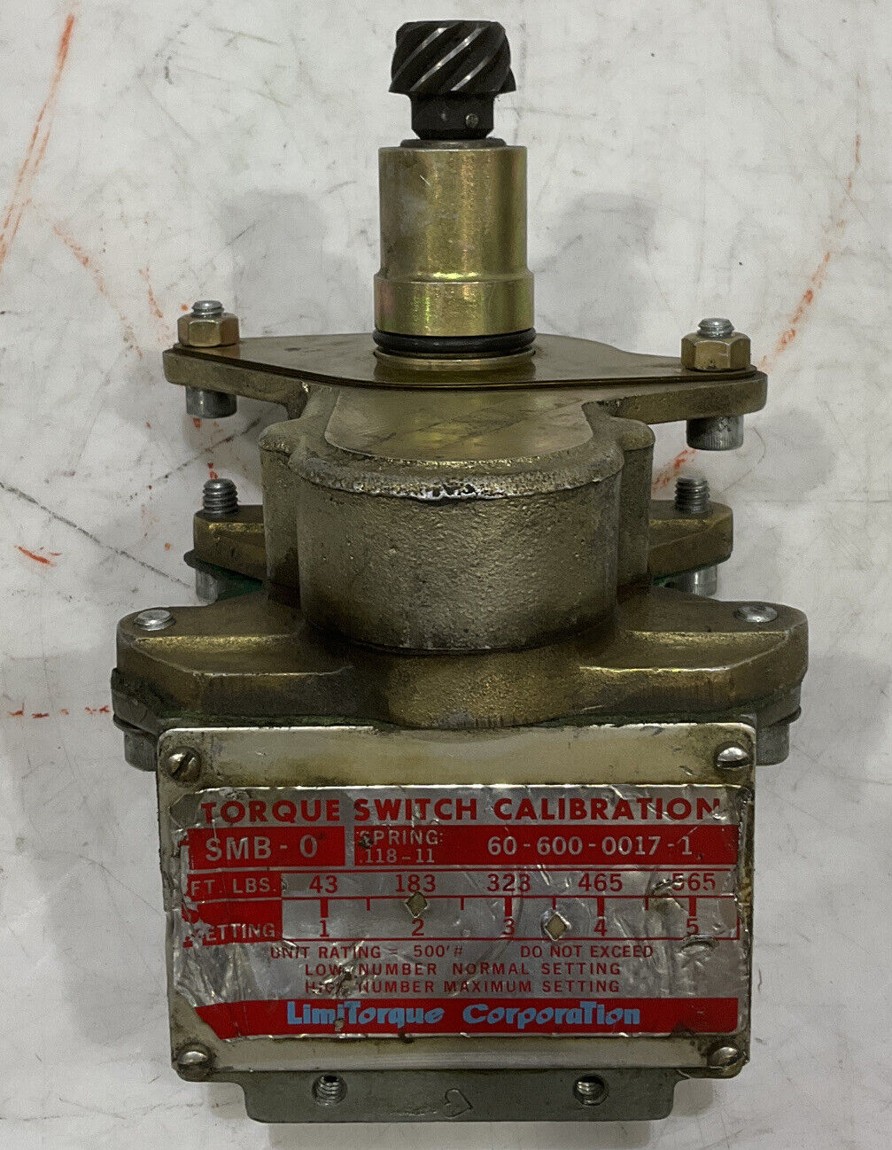 LIMITORQUE 60-600-0017-1 SMB-0 TORQUE SWITCH CALIBRATION 476