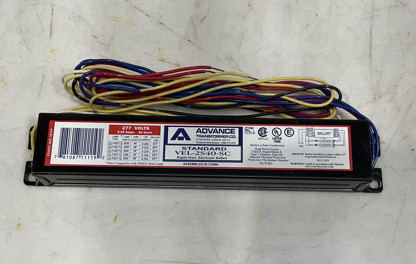 ADVANCE VEL-2S40-SC ELECTRONIC BALLASTS LOT OF 8 476